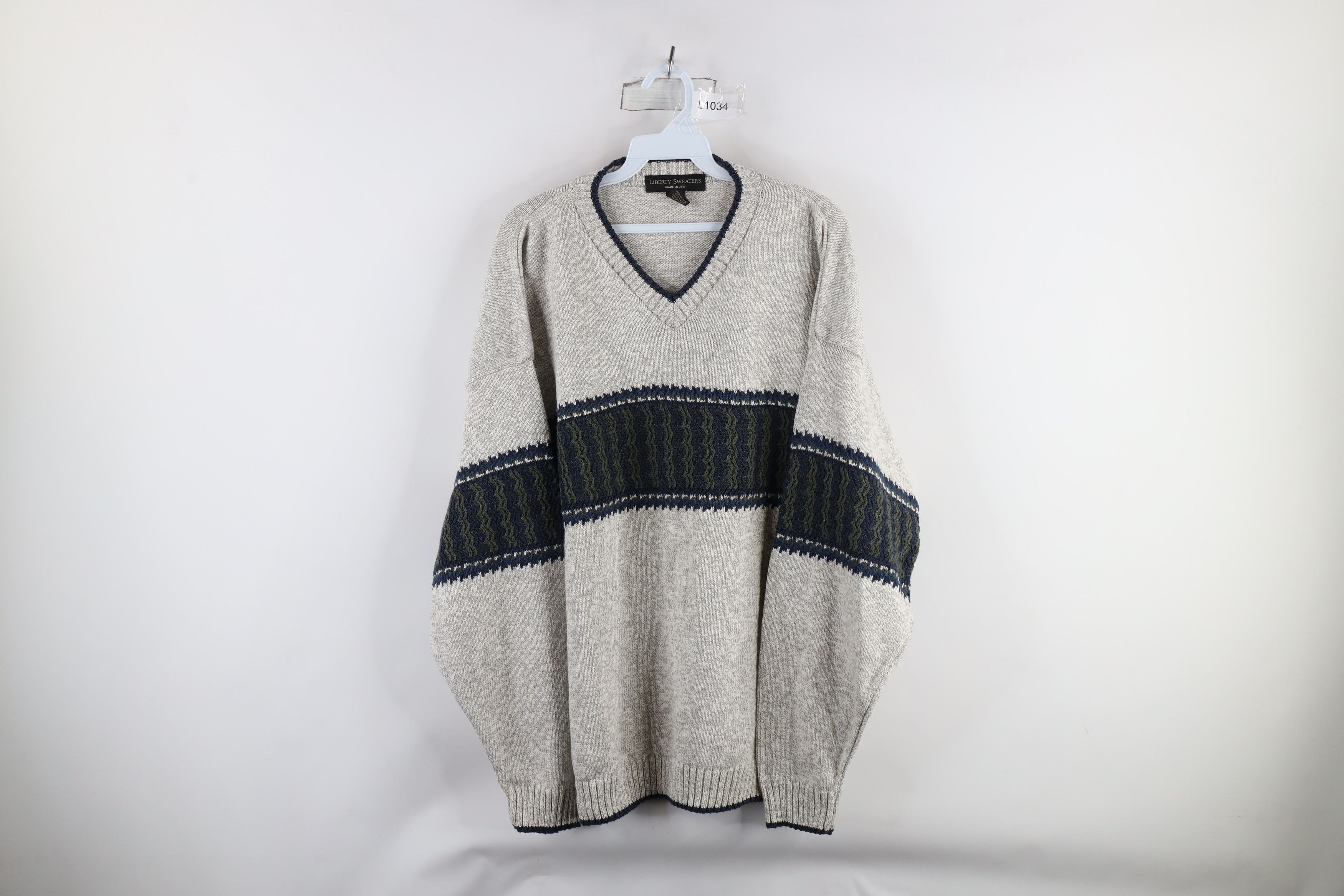 Vintage Vintage 90s Streetwear Knit V-Neck Sweater Heather Gray Size US XL / EU 56 / 4 - 1 Thumbnail