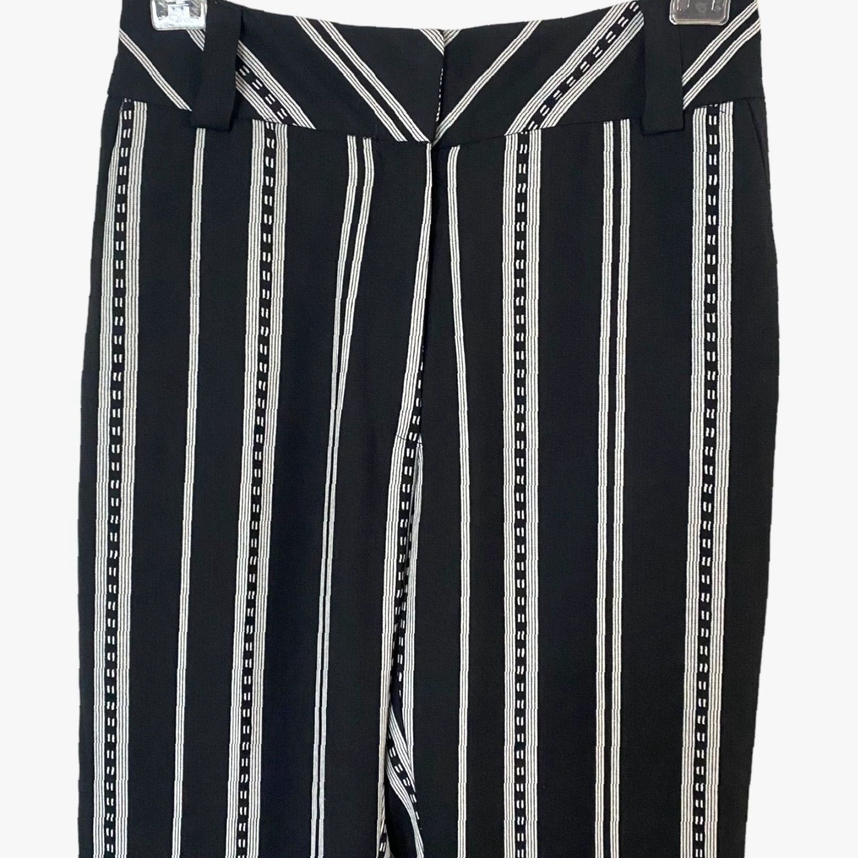Zara Topshop Wide-Leg Trouser Pants Women's Size 0 Black White Striped High-Waisted Dress Pants Pants Women Black Striped Wide-Leg Topshop 0 Size 25" / US 0 / IT 36 - 5 Thumbnail