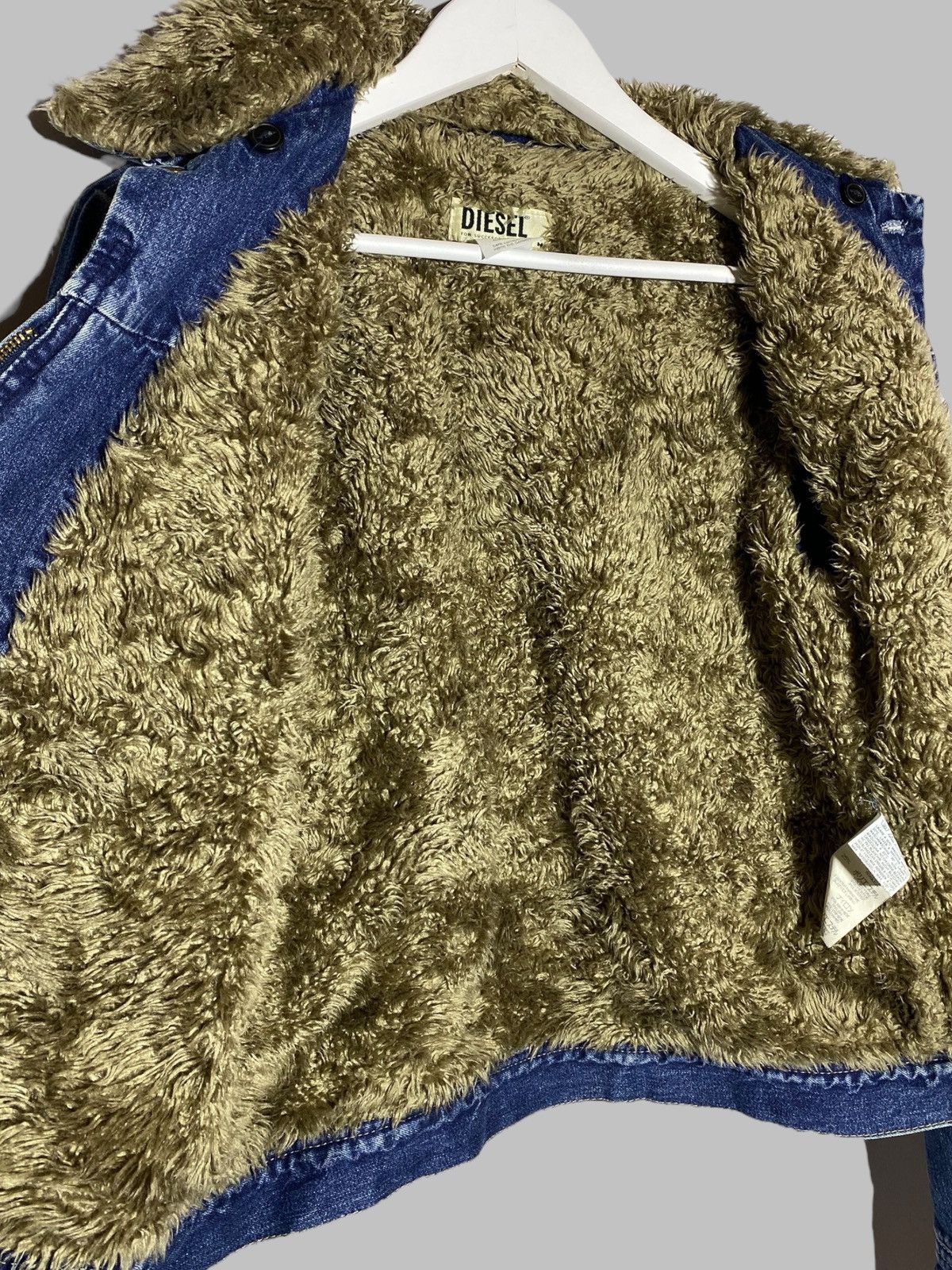 Diesel Vintage 00s Diesel Sherpa Washed Denim Jacket Y2k Style Size M / US 6-8 / IT 42-44 - 14 Thumbnail