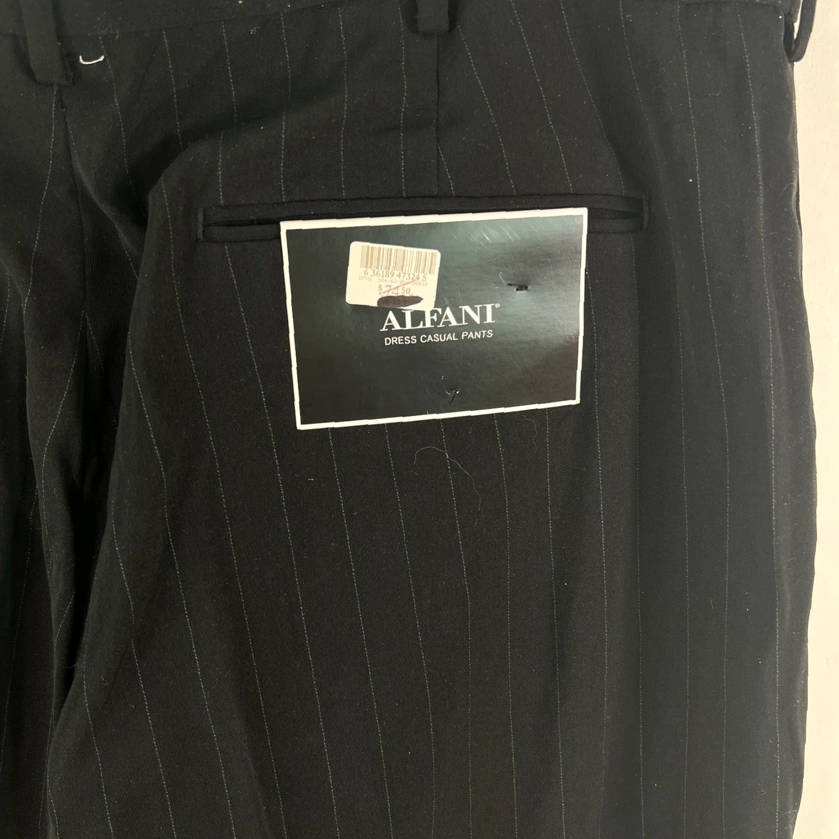 Alfani Alfani Mens Flat Front Striped Black Dress Pants 38X30 Size 38X30 Pants Men Black Dress Pants Size US 38 / EU 54 - 6 Thumbnail
