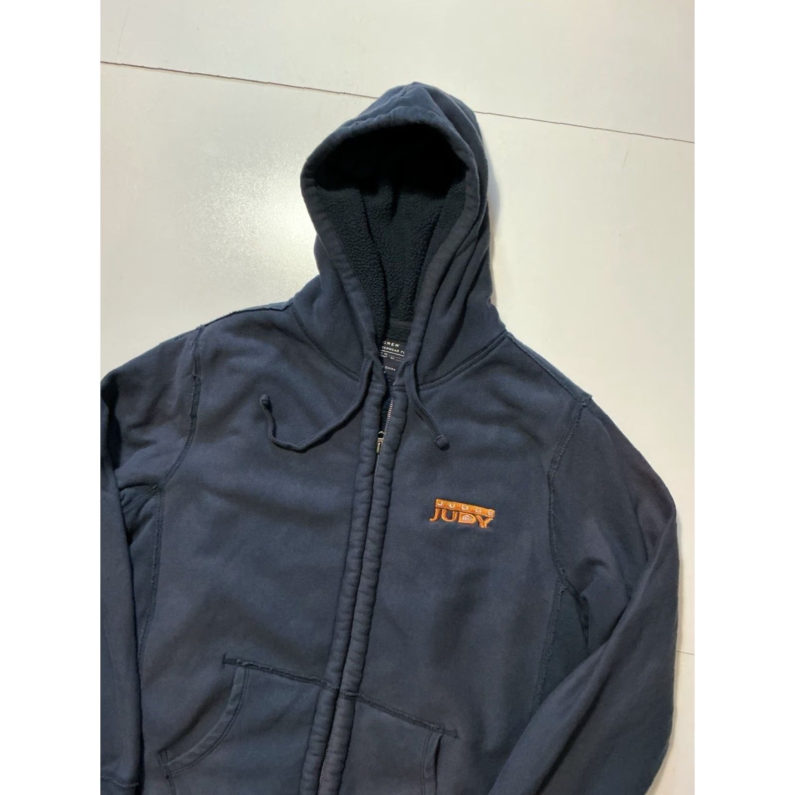J.Crew VINTAGE Judge Judy J.Crew Hoodie Full Zip Men XL Blue Embroidered Fleece Sherpa Lined Size US XL / EU 56 / 4 - 6 Thumbnail