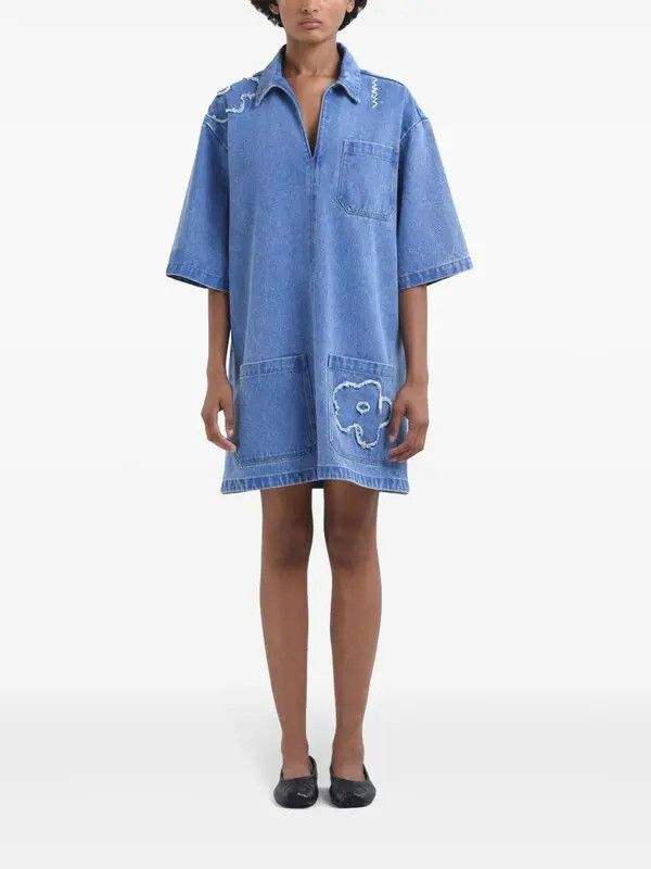 Marni o1w1db10426 Denim Mini Dress in Blue Size XL / US 12-14 / IT 48-50 - 2 Thumbnail