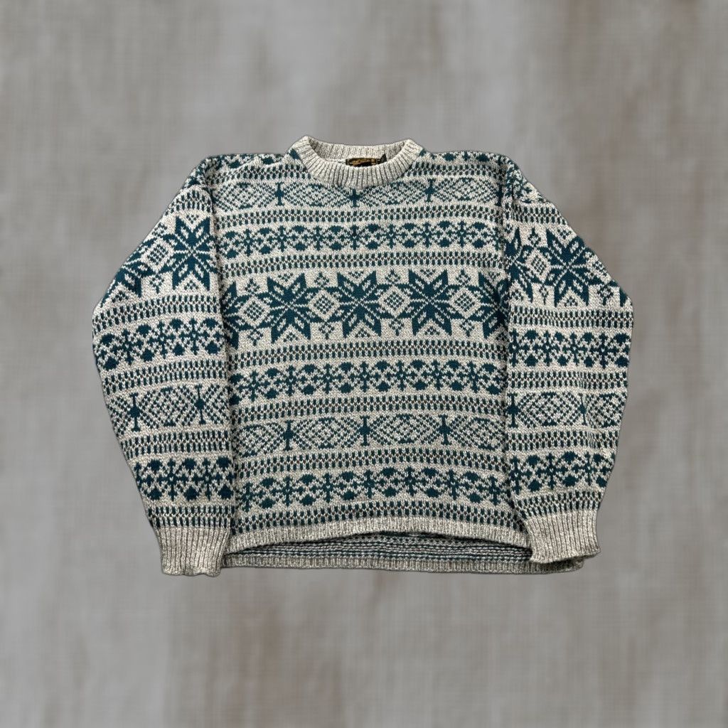 Eddie Bauer VINTAGE Eddie Bauer Mens XL Fair Isle Knit Sweater Gray USA Crew Neck Long Sleeve Pullover Winter Cotton Wool Size US XL / EU 56 / 4 - 1 Thumbnail