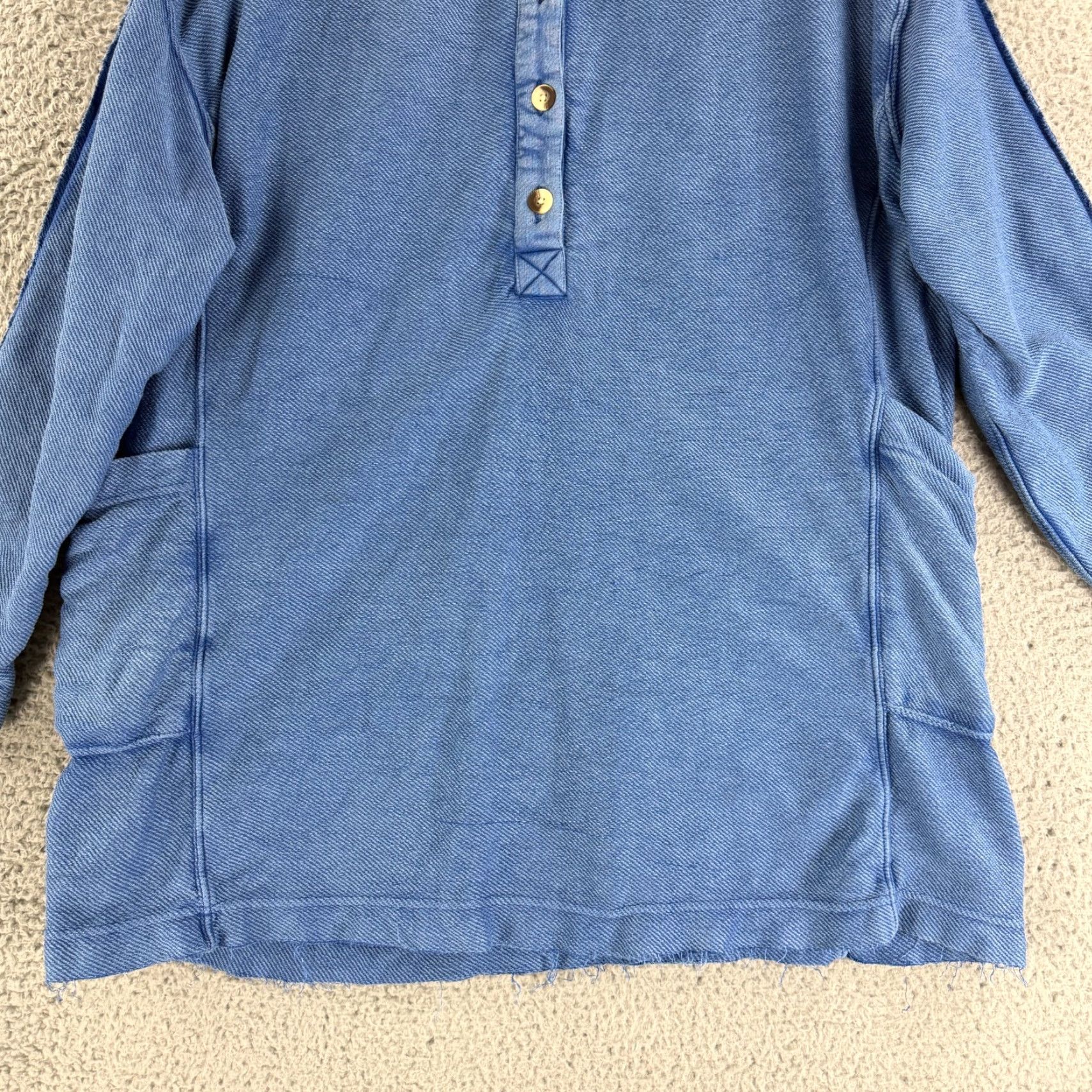 Free People Free People Polo Shirt Tunic Womens Small Blue Oversized Pockets Knit Cotton Willow Polo Tunic Shirt Size S / US 4 / IT 40 - 4 Thumbnail