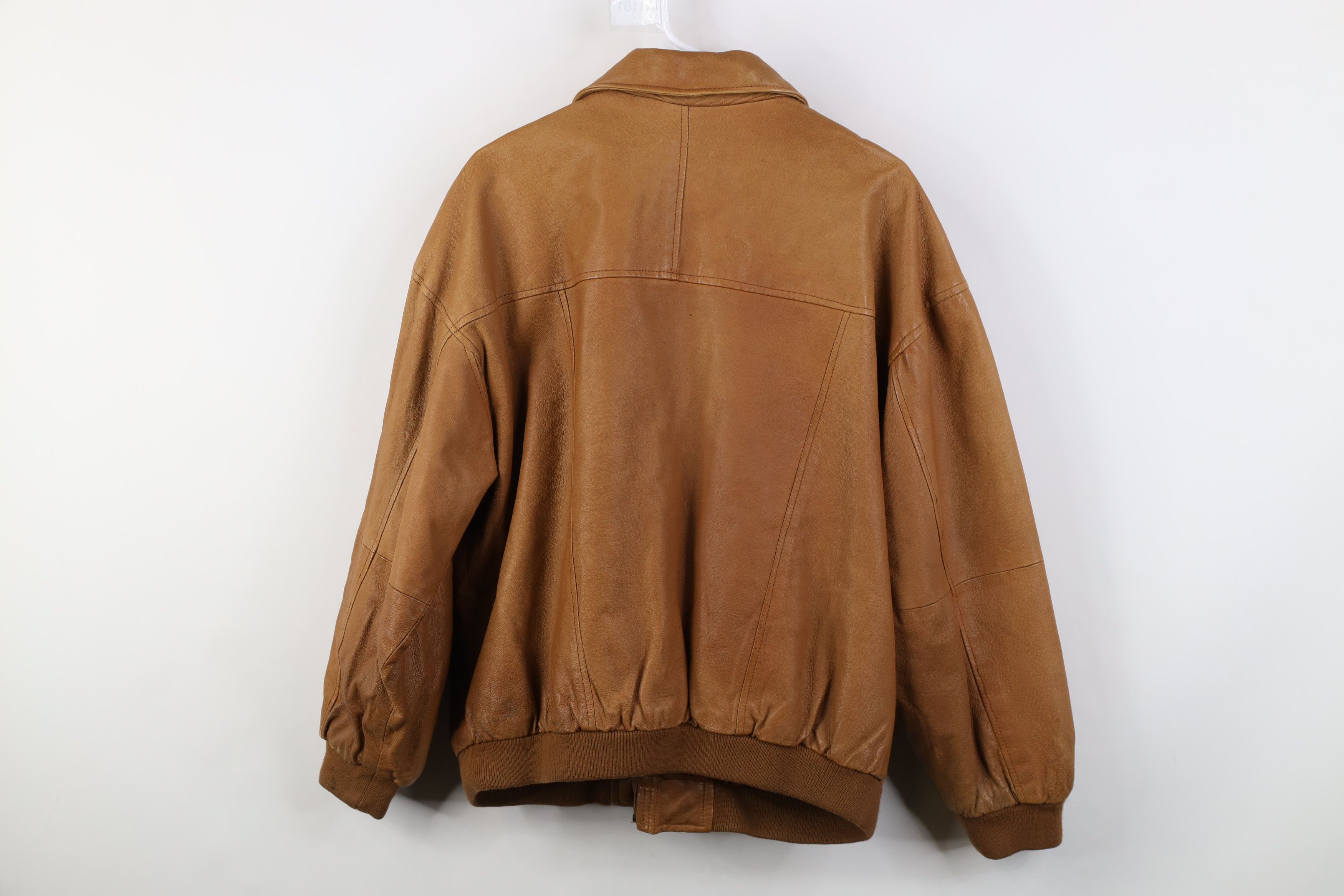 Vintage Vintage 90s Streetwear Full Zip Leather Flight Bomber Jacket Size L / US 10 / IT 46 - 14 Thumbnail