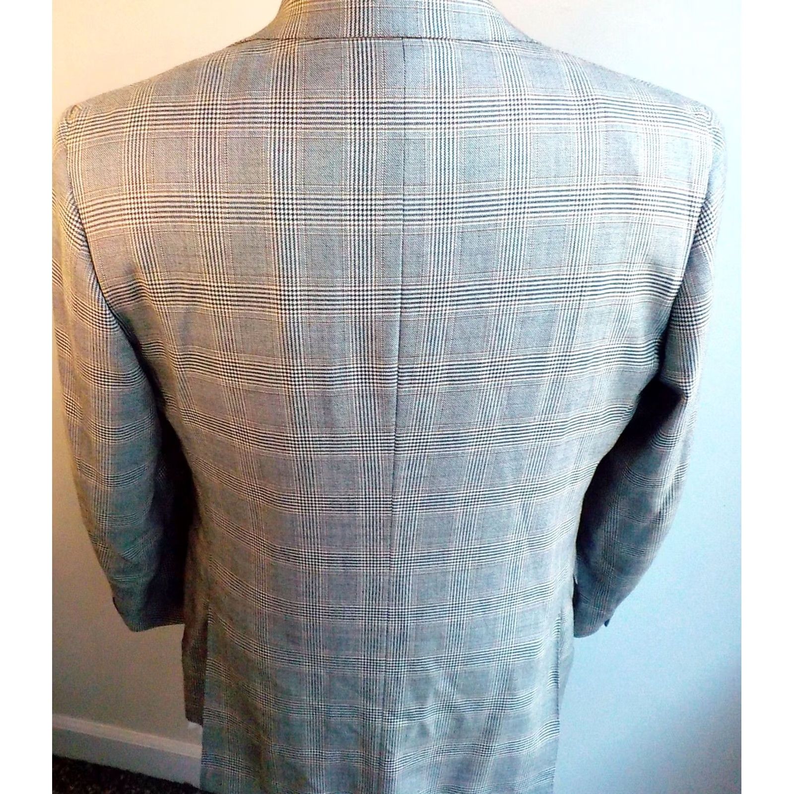 Loro Piana VINTAGE Trussini Boyd's Loro Piana Super 120'2 Wool Plaid Blazer 42L Brown Black Beige Mens Blazer Size 42R - 5 Thumbnail