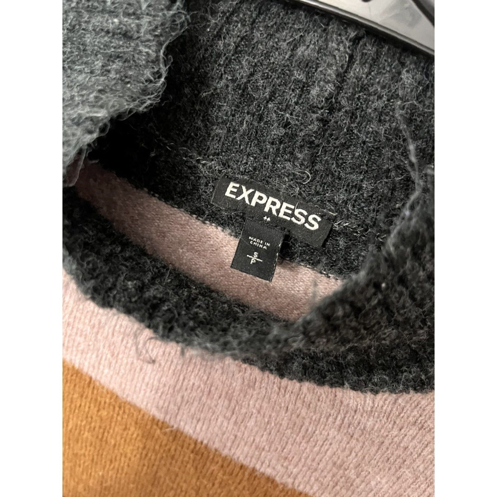 Express Express Womens Small Crop Top Sweater Colorful Striped Cotton Acrylic Mock Neck Size S / US 4 / IT 40 - 3 Thumbnail