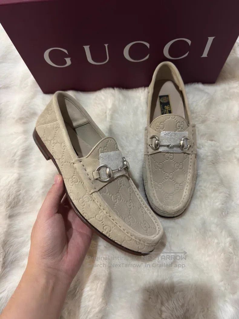 Gucci Guicci Suede Full Print Horseshoe Buckle Loafers Leather S Size US 8 / EU 41 - 3 Thumbnail