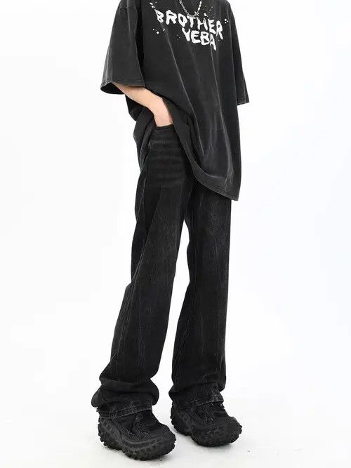 Japanese Brand × Jean Vintage washed and worn black ripped micro flare jeans Size US 32 / EU 48 - 1 Thumbnail