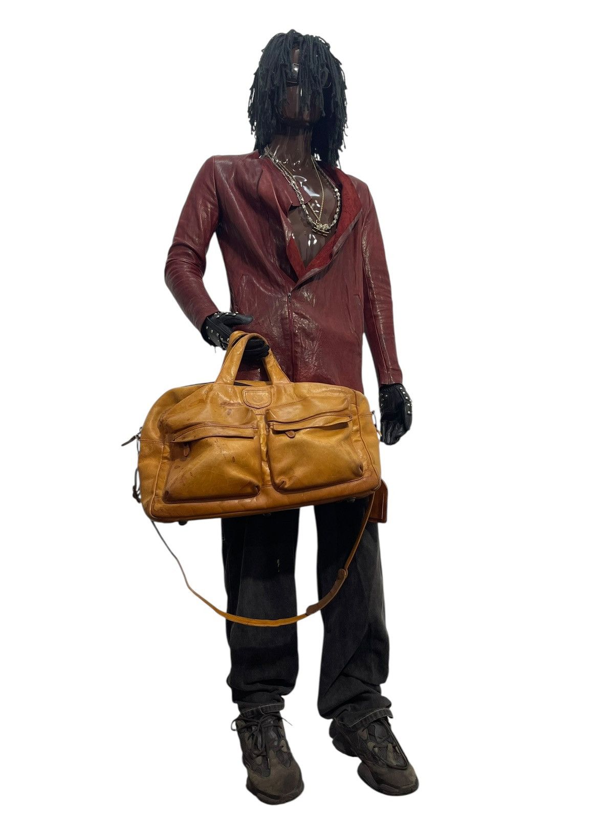 Genuine Leather Full Leather Beauty Patina Vtg TR Travel Duffle Bag 7🟩 Size ONE SIZE - 5 Thumbnail