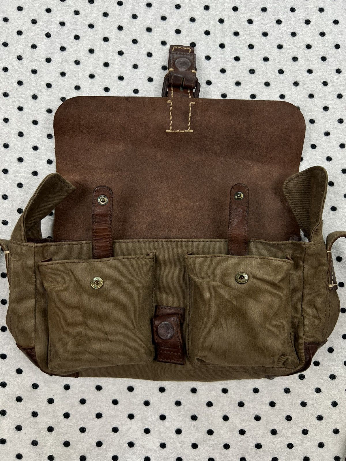 Japanese Brand Genten Canvas/Leather Crossbody Bag Size ONE SIZE - 9 Thumbnail