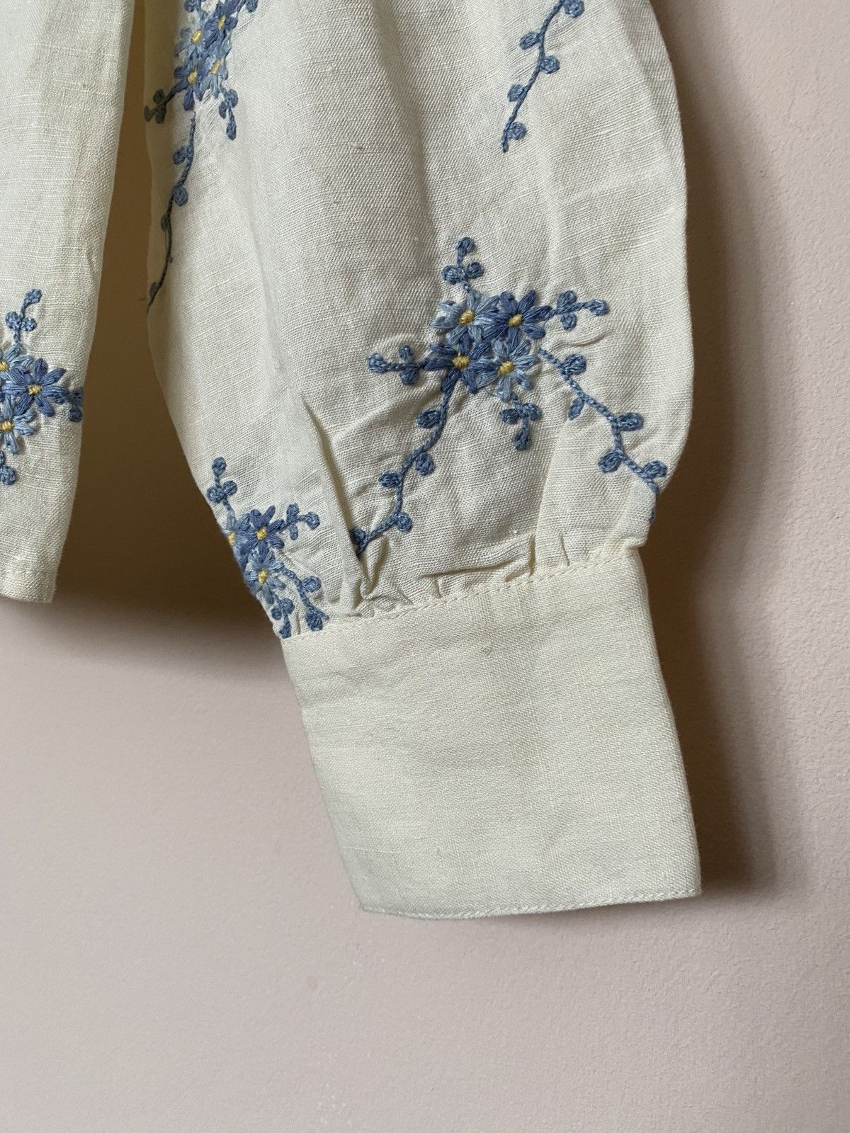 Sezane NWT Sezane Ambre Shirt Blue Bouquet Embroidery Size XS / US 0-2 / IT 36-38 - 3 Thumbnail