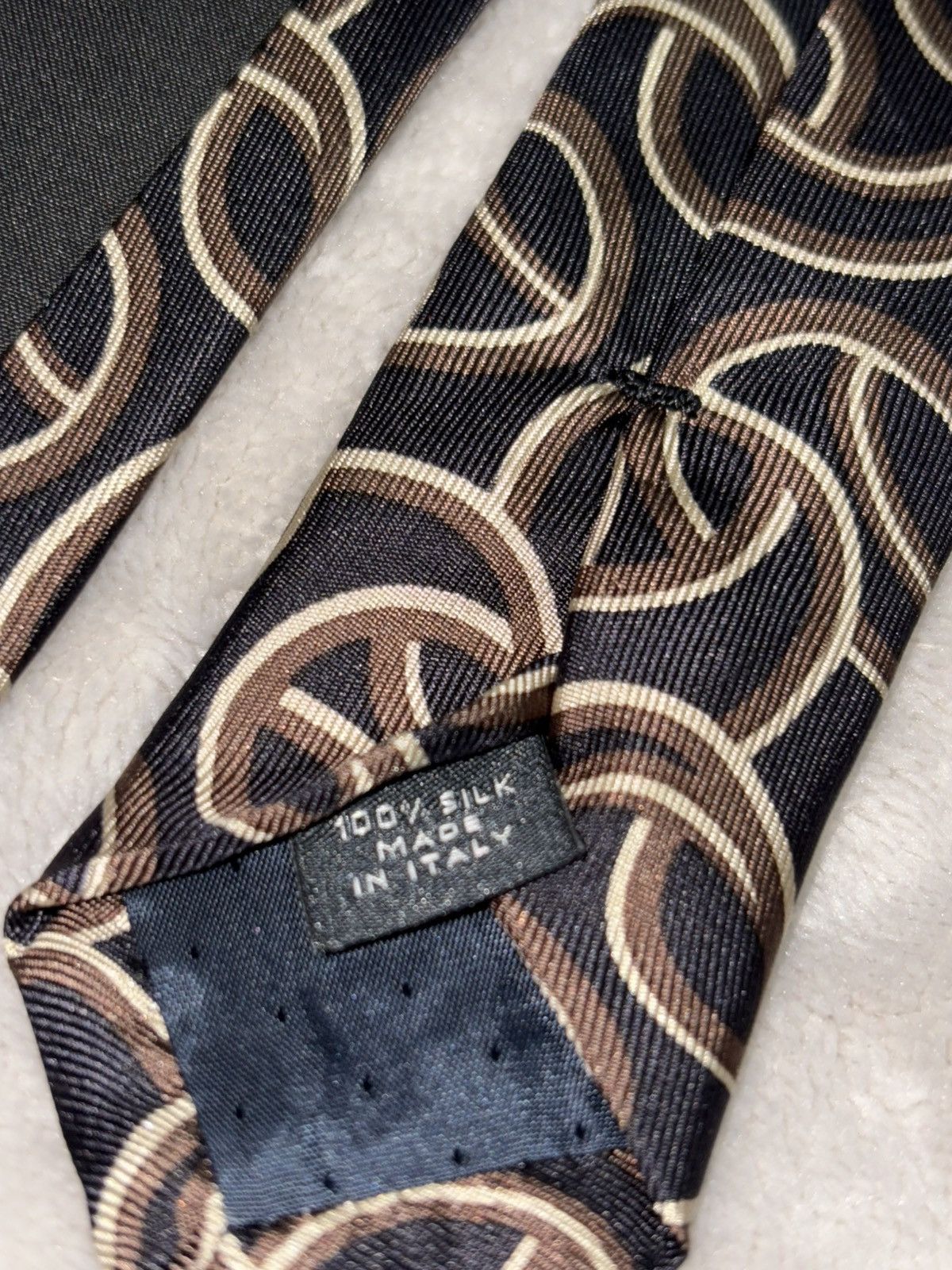 Yves Saint Laurent YSL Rive Gauche Silk Tie Vintage Y2k 90s pattern brown beige Size ONE SIZE - 4 Thumbnail