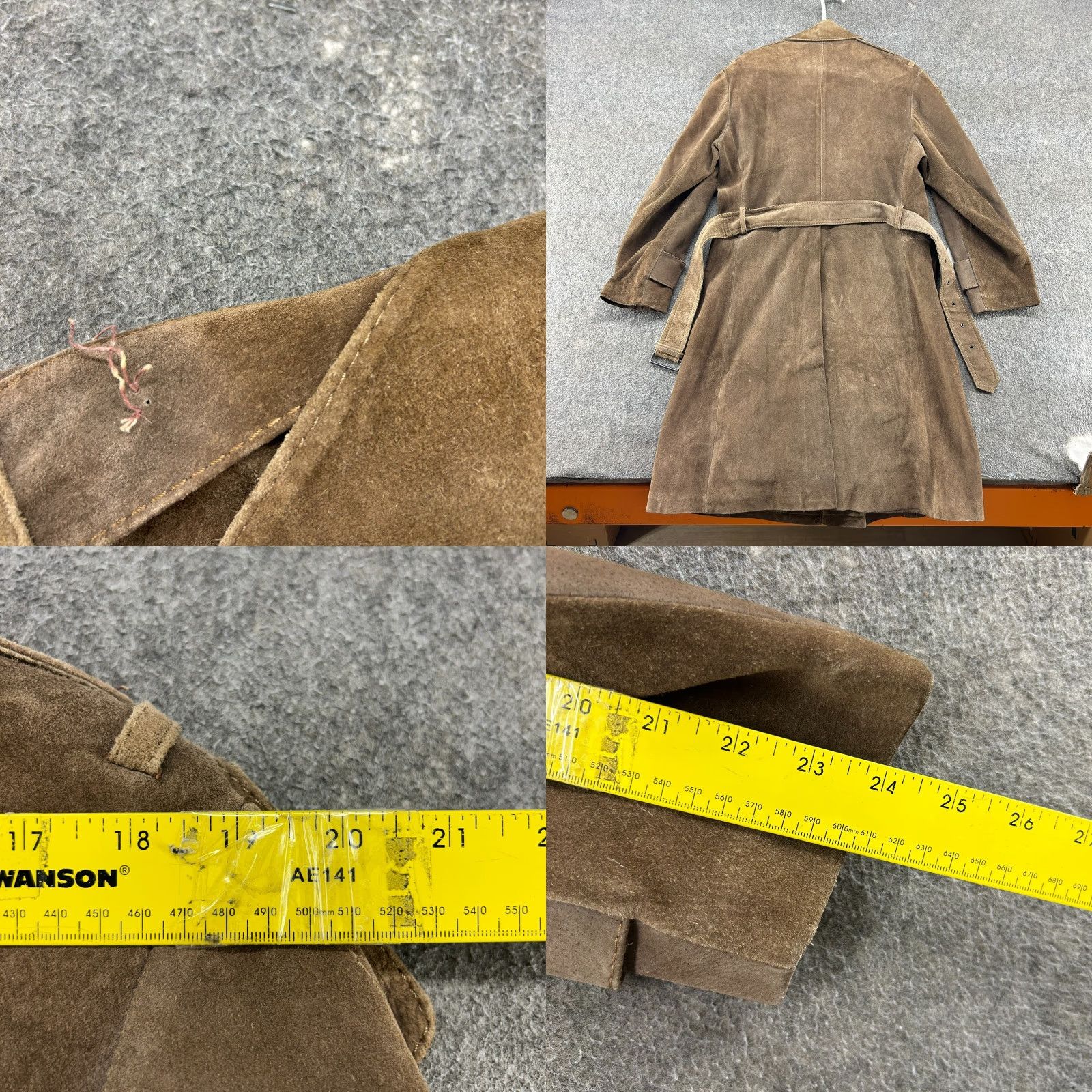 Vintage VINTAGE Europe Craft Leather Coat Mens 40 Brown Coat Long Belted Suede 90s Overcoat Casual Mens Brown Leather Coat Size US XXS / EU 40 - 9 Thumbnail
