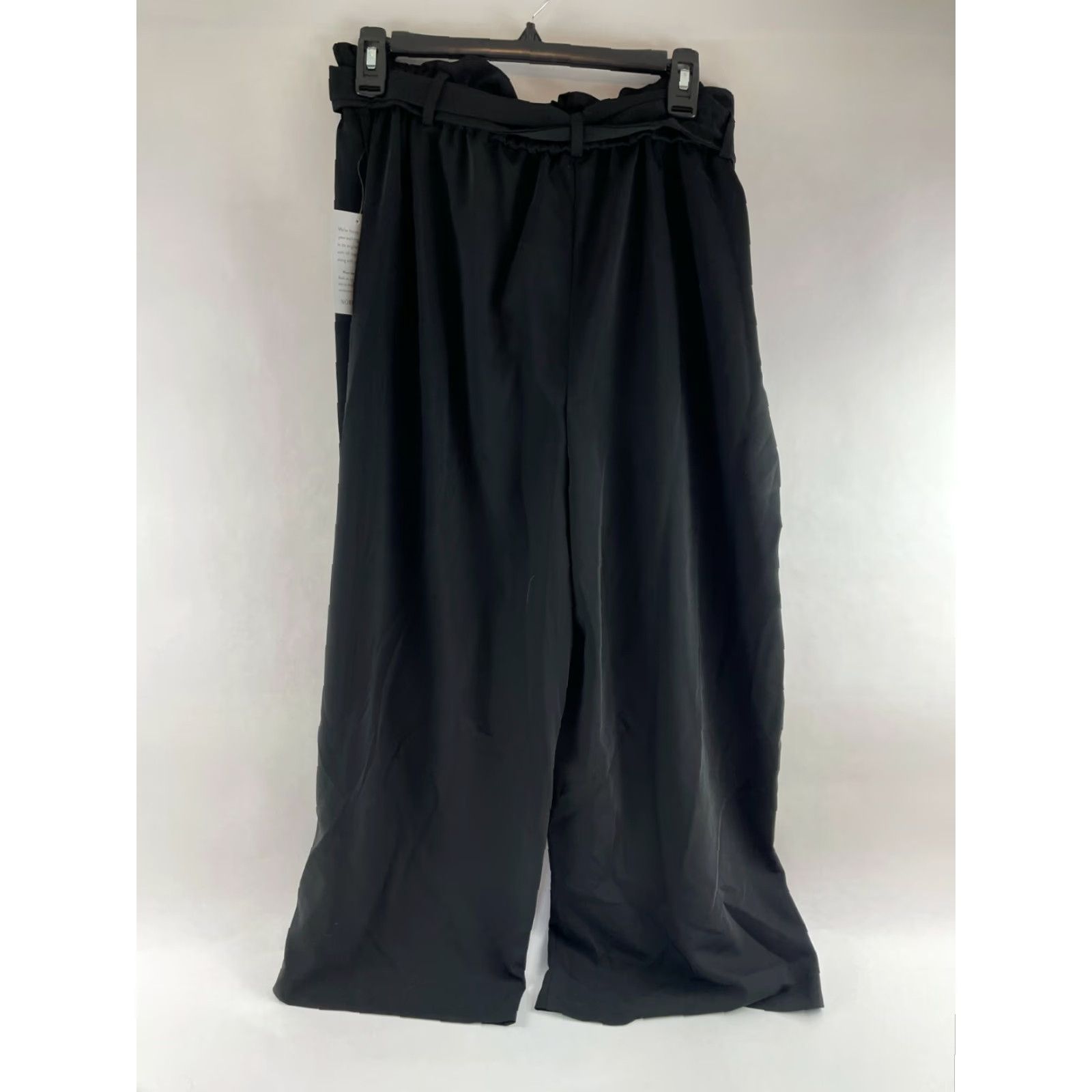Vintage Wayf Paper Bag Pants Women's XL Black Crop Wide-Leg Belt NWT VINTAGE? Size 40" / US 18 - 3 Thumbnail
