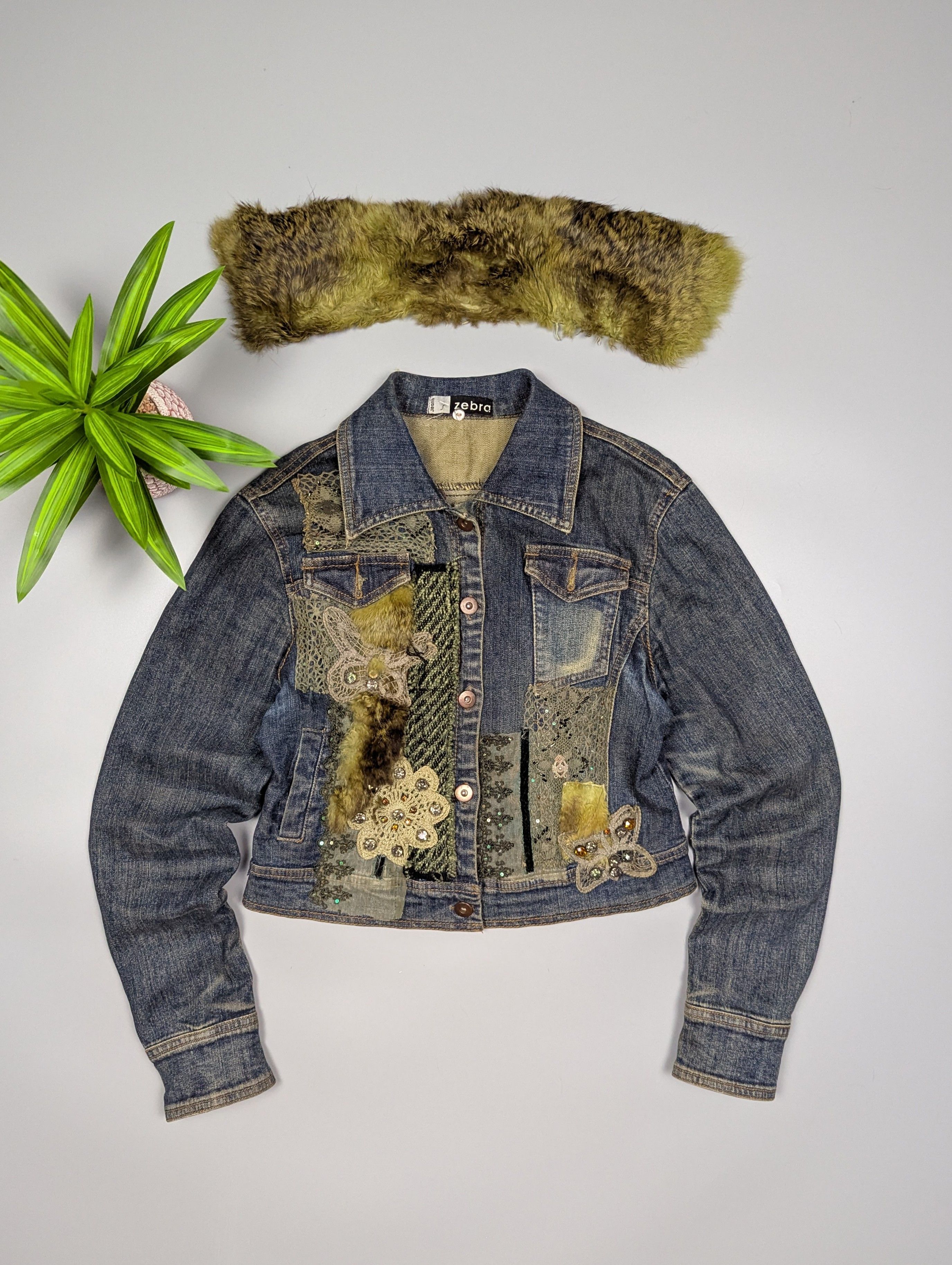 Hysteric Glamour Y2K Boho Denim Jacket S/M Faux Fur Collar Size S / US 4 / IT 40 - 7 Thumbnail