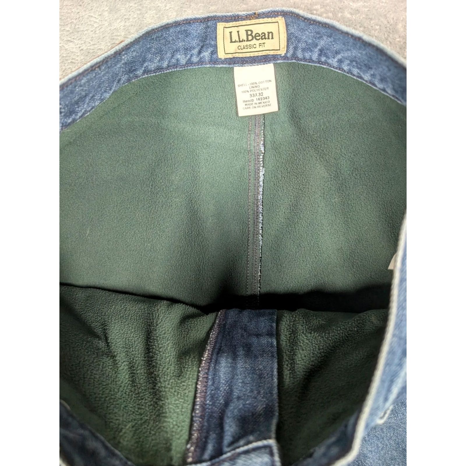 Vintage L.L. Bean Classic Fit Jeans Mens 33x32 Blue Fleece Lined Winter Denim Pants Straight 세 Size US 33 - 6 Thumbnail