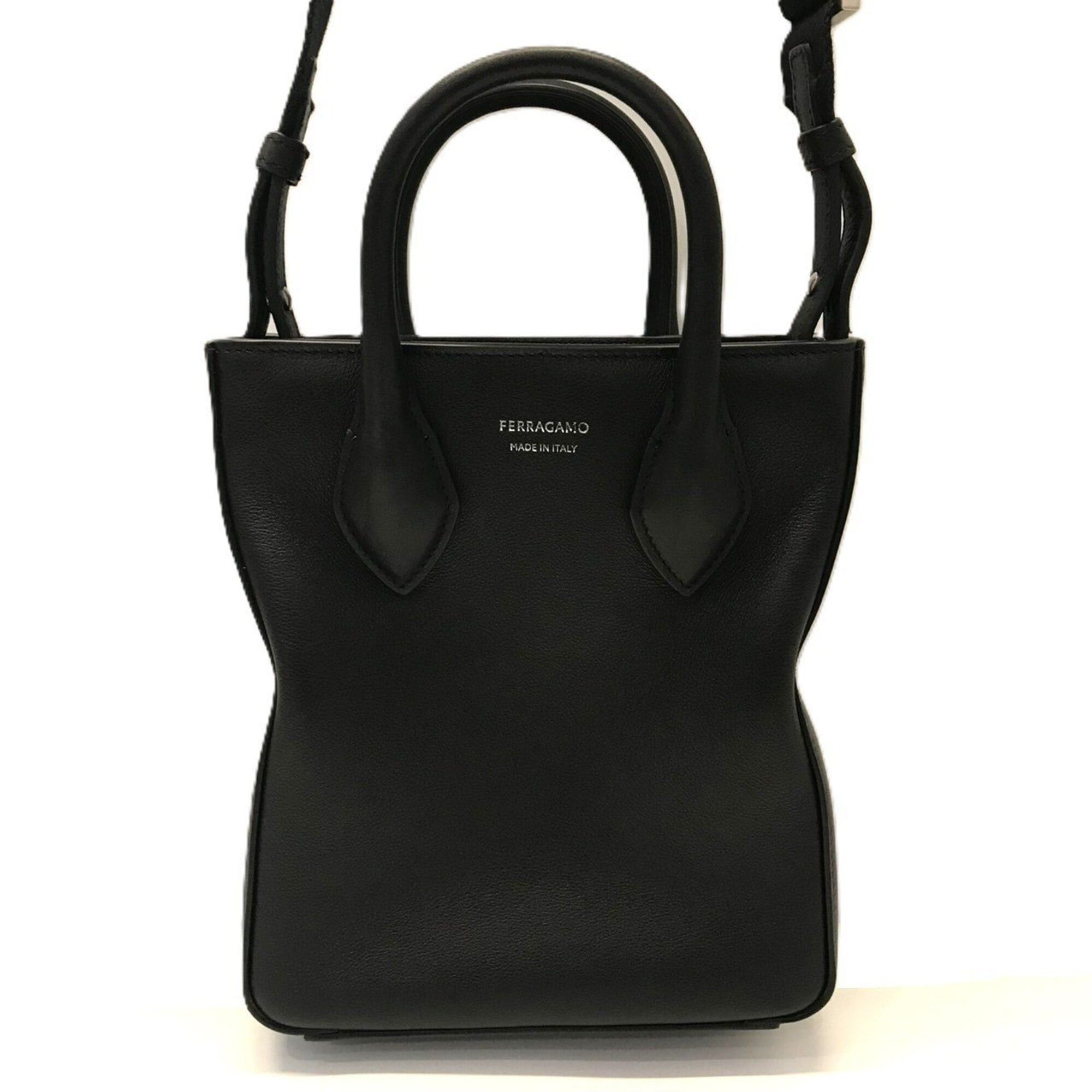 Salvatore Ferragamo Salvatore Ferragamo Ferragamo Print Leather Crossbody Bag Mini Tote Black 241681 FERRAGAMO Size ONE SIZE - 1 Thumbnail