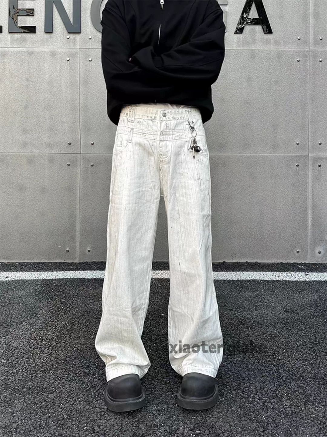 Jean × Vintage washed faded loose baggy stain punk flared baggy jeans Size US 32 / EU 48 - 5 Thumbnail