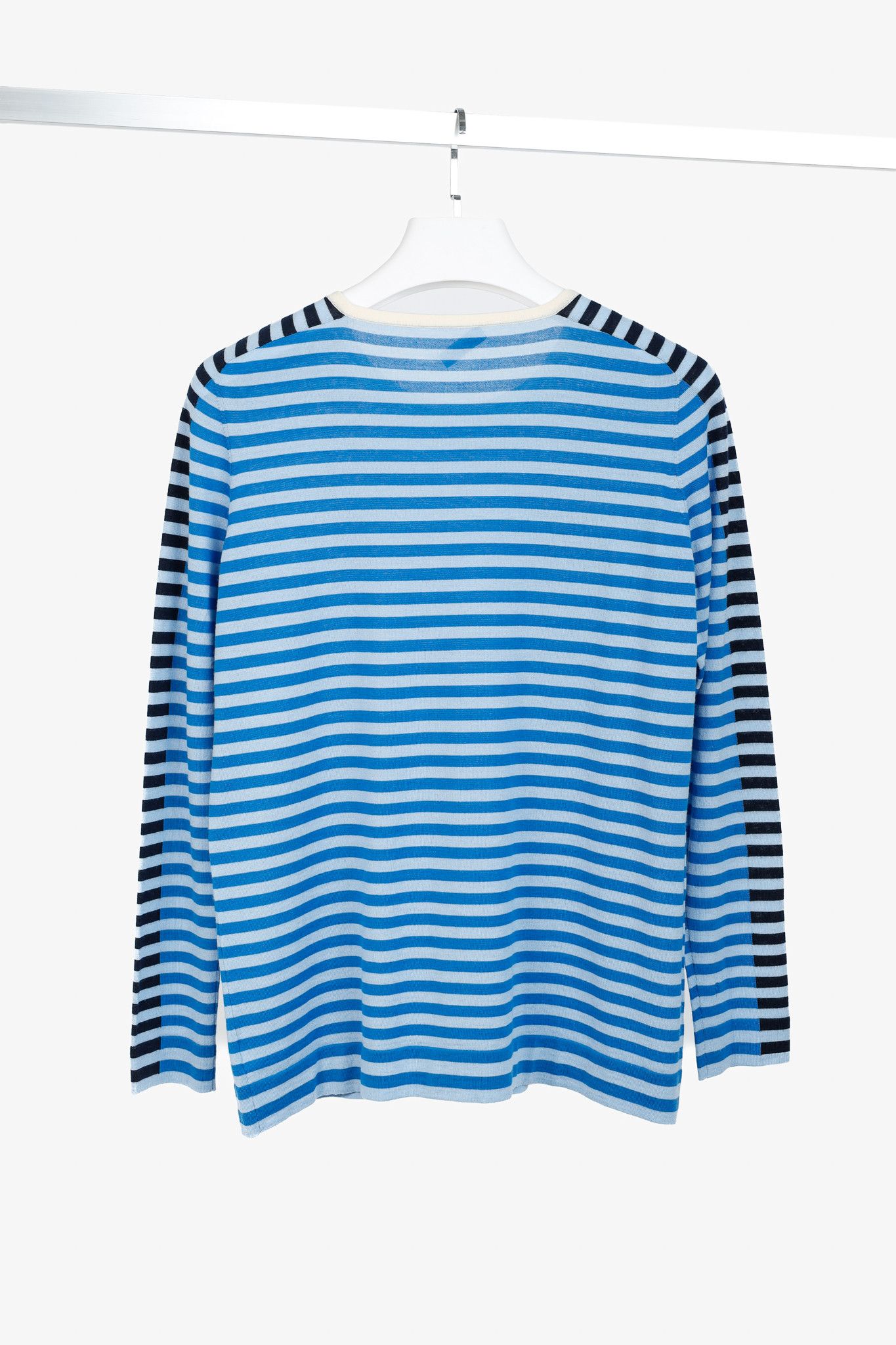 Akris Akris Punto Blue Striped Wool Sweater Size L / US 10 / IT 46 - 2 Thumbnail