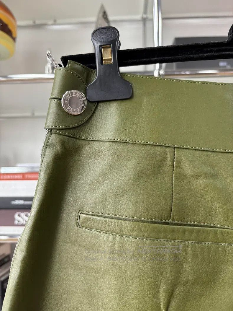 Hermes Hermes Beige green silver buttoned shorts, 100% calf leath Size 42" / US 20 - 4 Thumbnail