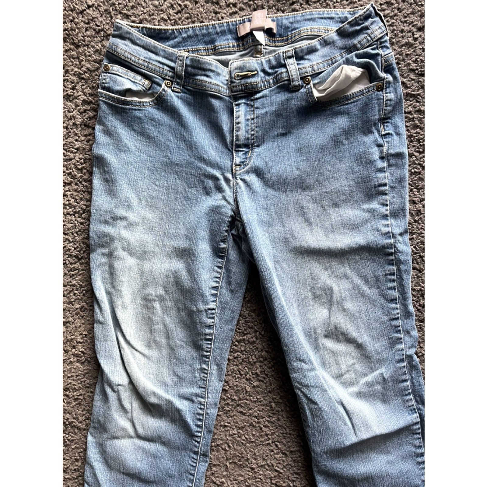 Vintage Chico's Women's Denim Jeans 0 Short Blue Slimming Mid Rise Straight 5 Pockets Cotton Blend Size 25" / US 0 / IT 36 - 2 Thumbnail