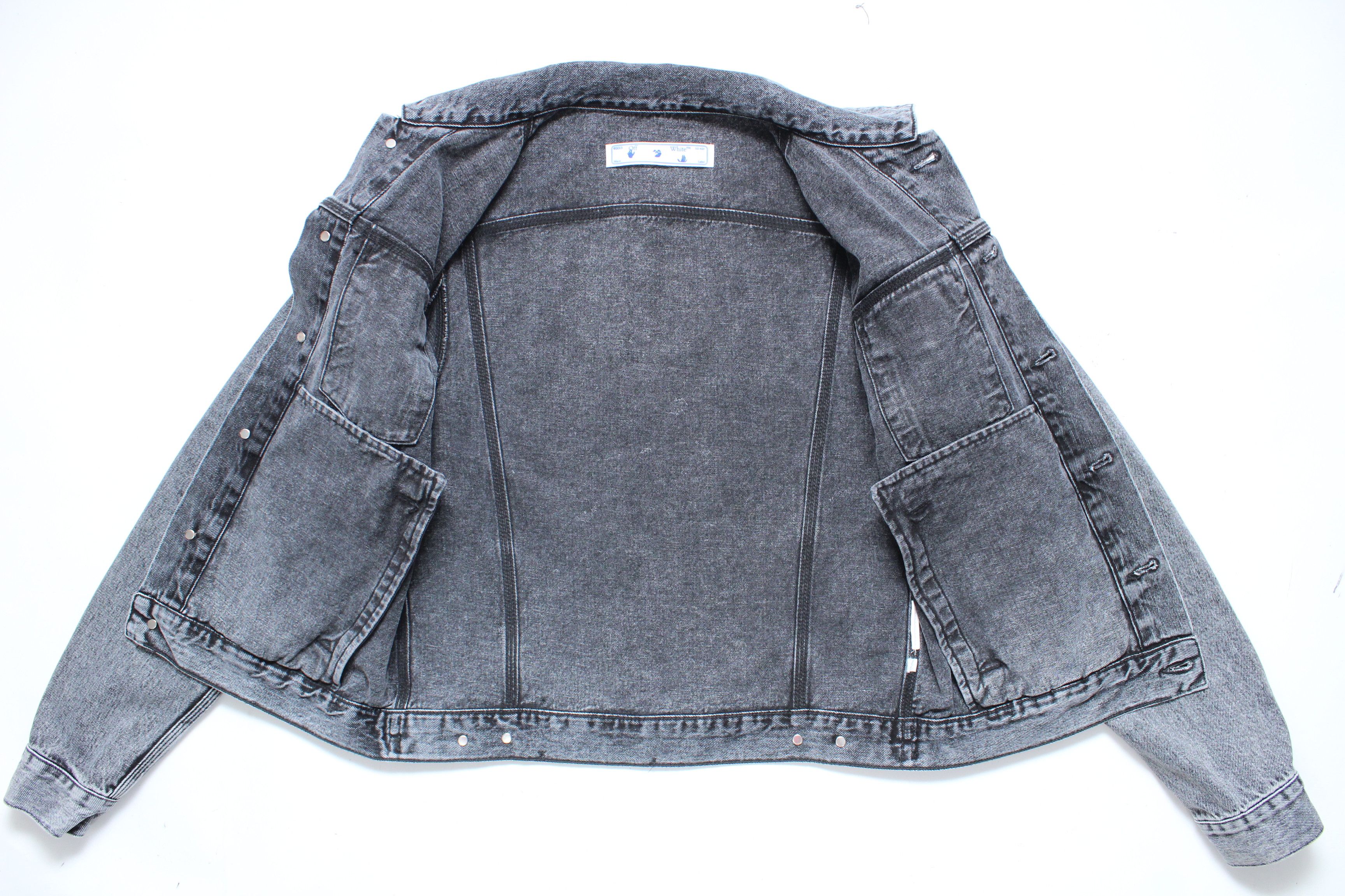 Off-White Off-White Logo Slim Fit Grey Denim Jacket Virgil Abloh Size US S / EU 44-46 / 1 - 10 Thumbnail