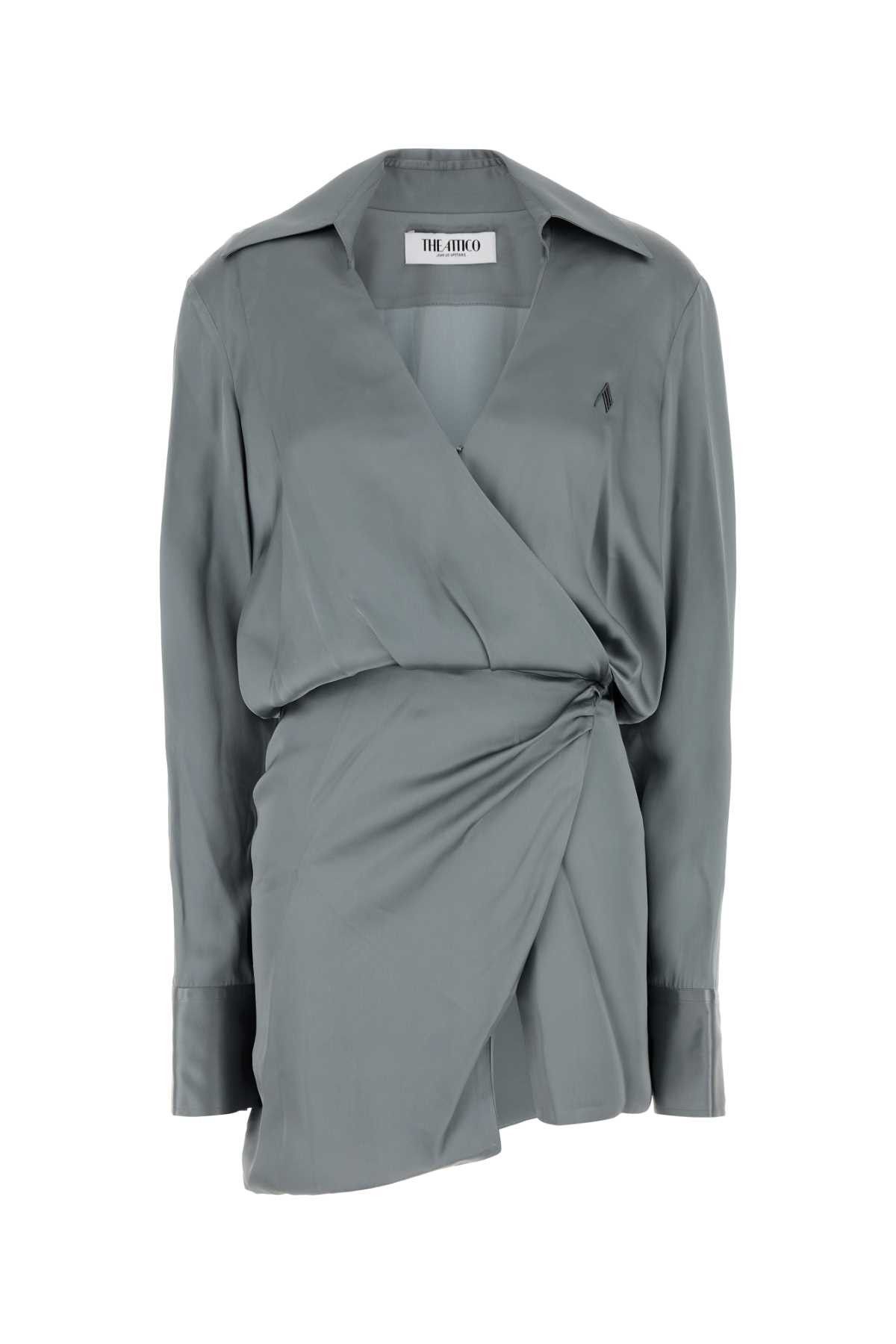 The Attico Grey Satin Mini Dress Size S / US 4 / IT 40 - 1 Thumbnail