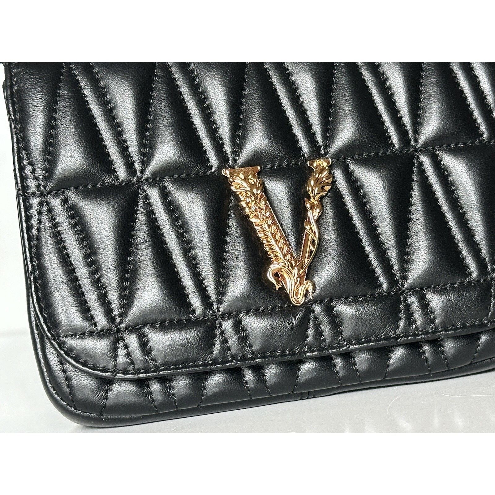 Versace Versace Virtus Quilted Leather Black Crossbody Bag DBFH821 Size ONE SIZE - 4 Thumbnail