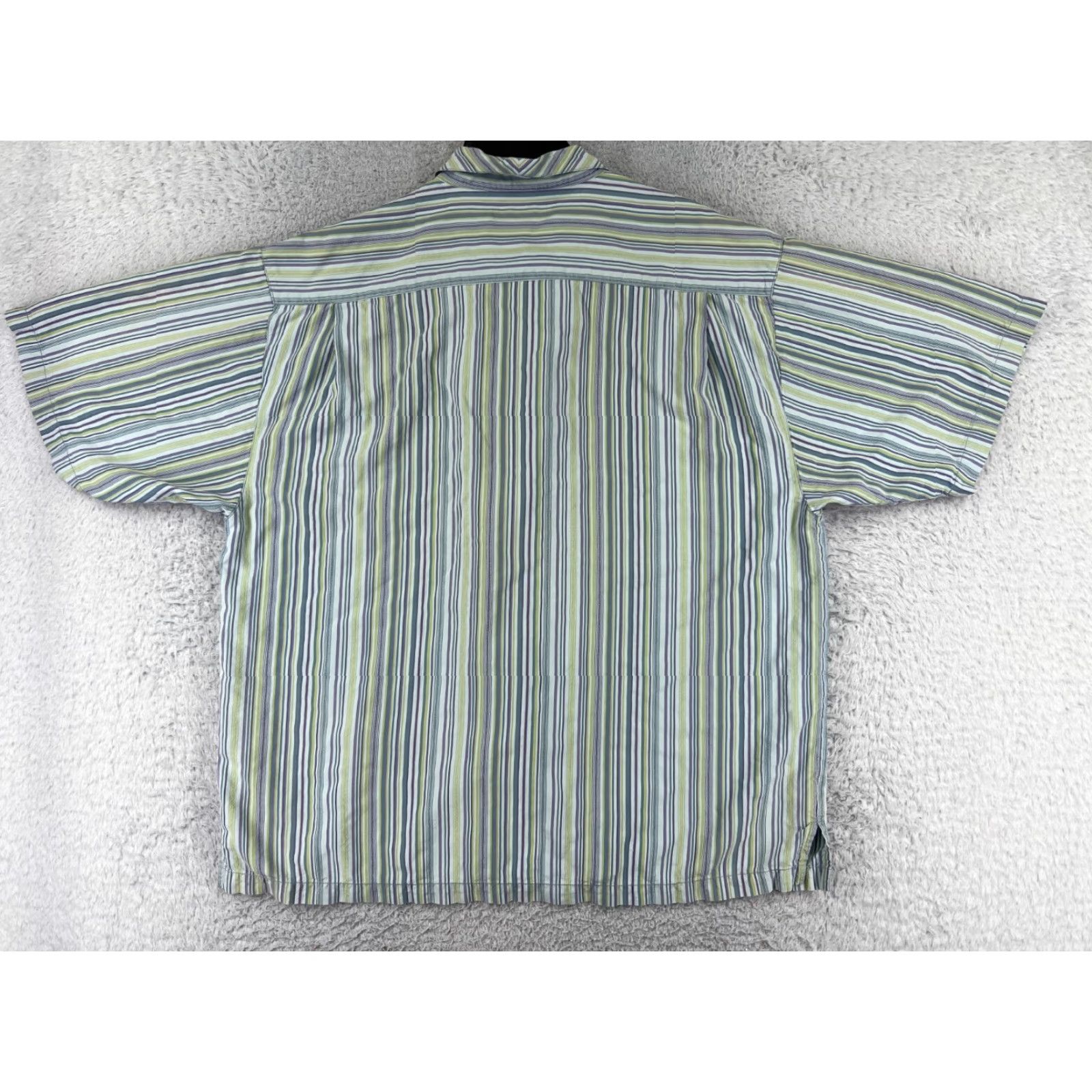Tommy Bahama Tommy Bahama Shirt Men XL Blue Green Striped Silk Button Up Hawaiian Size US XL / EU 56 / 4 - 2 Thumbnail