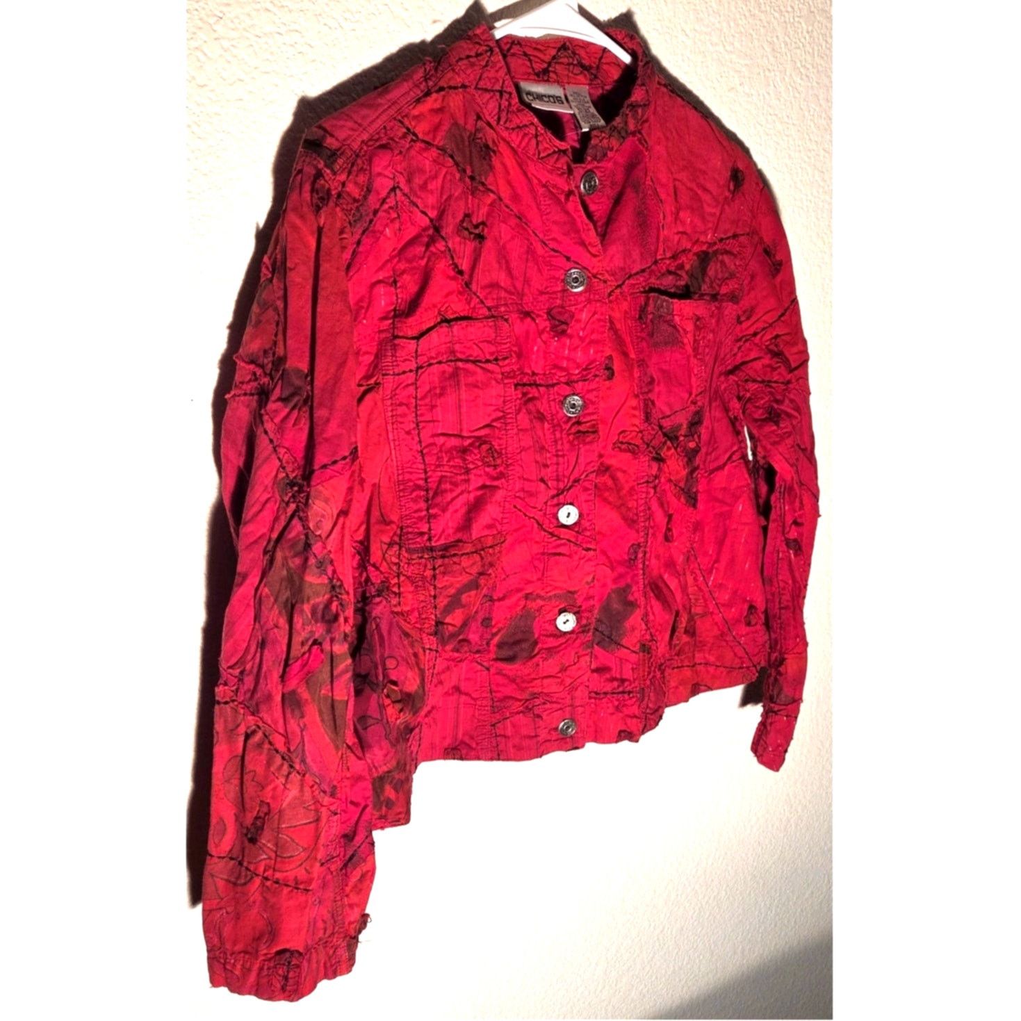 Chicos Chico's Red Trendy Button Up Blazer Top - Size 2 Size XS / US 0-2 / IT 36-38 - 2 Thumbnail