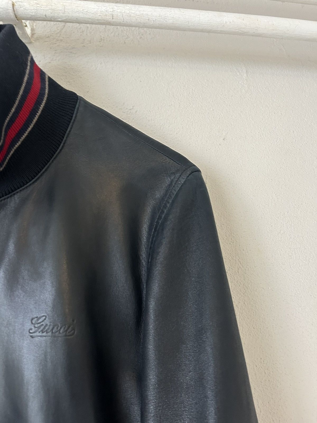 Gucci Gucci Black Lambskin Leather Bomber Jacket - Size IT 46 Size US S / EU 44-46 / 1 - 6 Thumbnail
