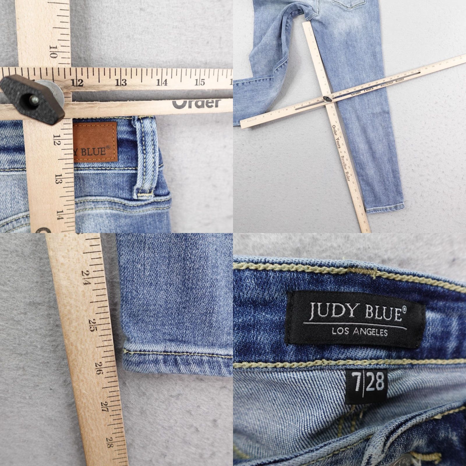 Denime Judy Blue Jeans Women Light Wash Skinny Stretch Denim Distressed Pockets Zipper Button 7/28 Regular 28 in Cotton Blend Slim Vintage: No Size 28" / US 6 / IT 42 - 8 Thumbnail