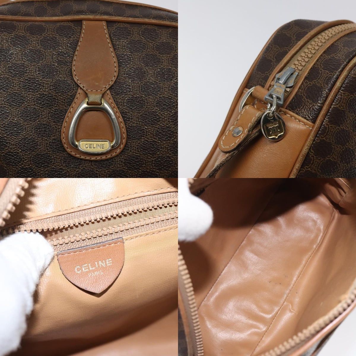 Celine CELINE Macadam Canvas Shoulder Bag Pvc Leather Brown Gold Size ONE SIZE - 11 Thumbnail