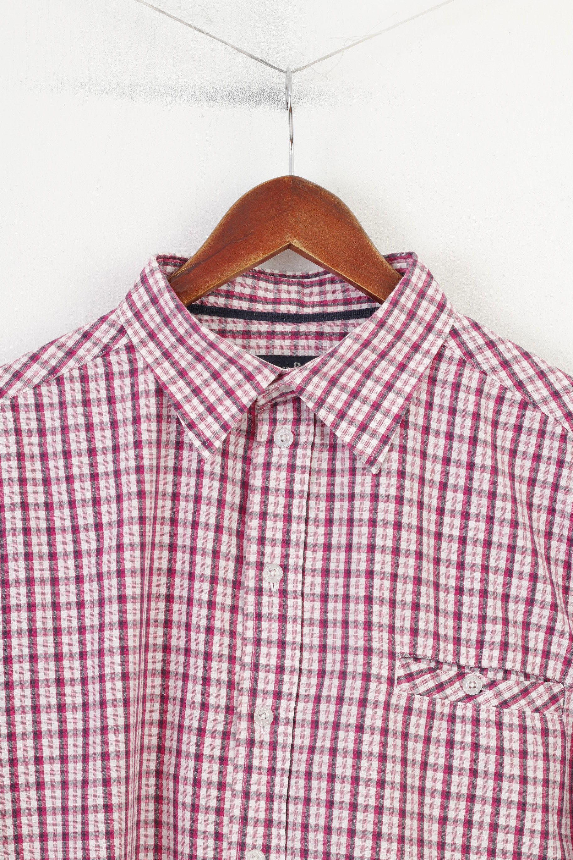 Vintage James Pringle Men XL Casual Shirt White Pink 3472 Size US XL / EU 56 / 4 - 3 Thumbnail