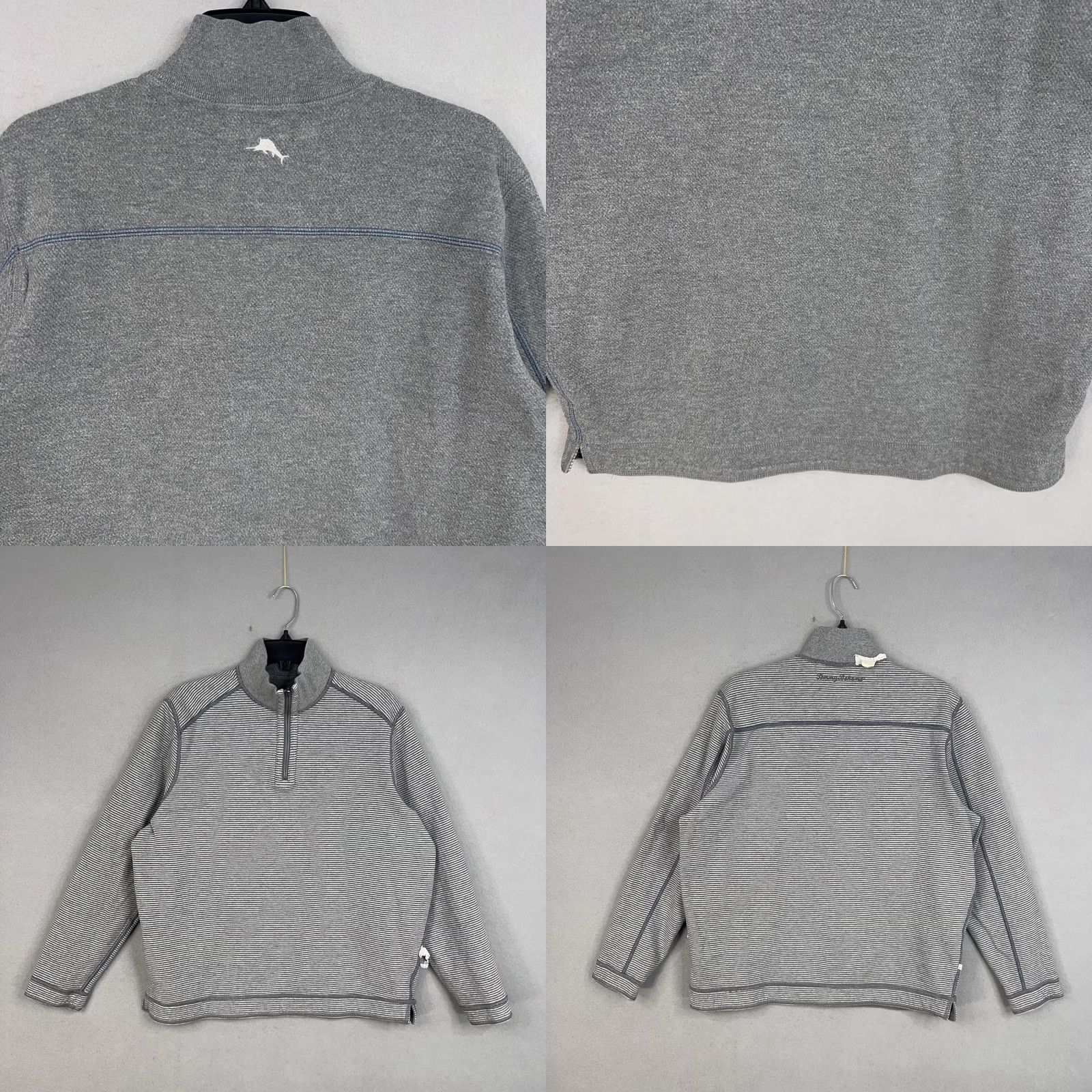 Tommy Bahama Tommy Bahama Sweater Mens Large Gray Stripe Reversible Pullover Golf Preppy Size US L / EU 52-54 / 3 - 8 Thumbnail