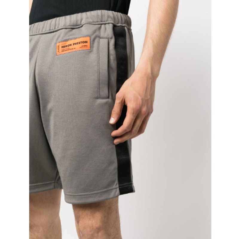 Heron Preston Heron Preston Men's Gray/Black Logo-Patch Track Shorts S L Size US 36 / EU 52 - 10 Thumbnail