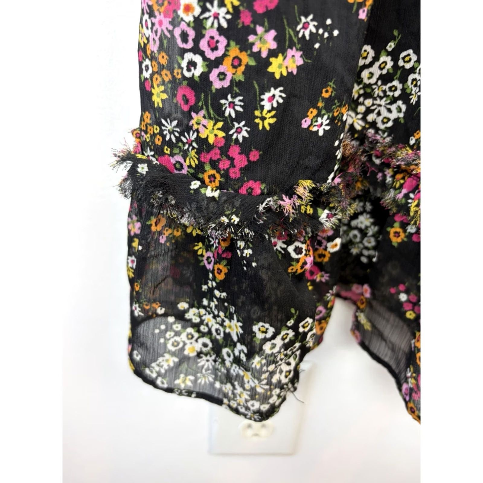 Vintage Sam and Jess Midi Dress Womens Large Black Floral Ruffle Lined Wedding Size L / US 10 / IT 46 - 6 Thumbnail