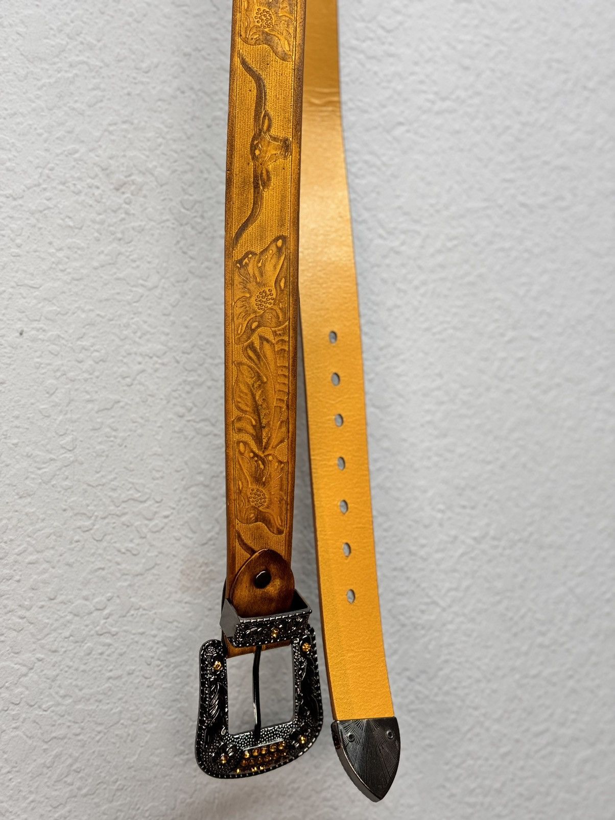 Vintage VINTAGE PYTHON GOTHIC LEATHER BELT RICK OWENS STYLE Size ONE SIZE - 4 Thumbnail