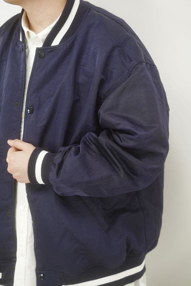 Beams Plus Beams Nylon Satin Award Jacket Navy Size US L / EU 52-54 / 3 - 14 Thumbnail