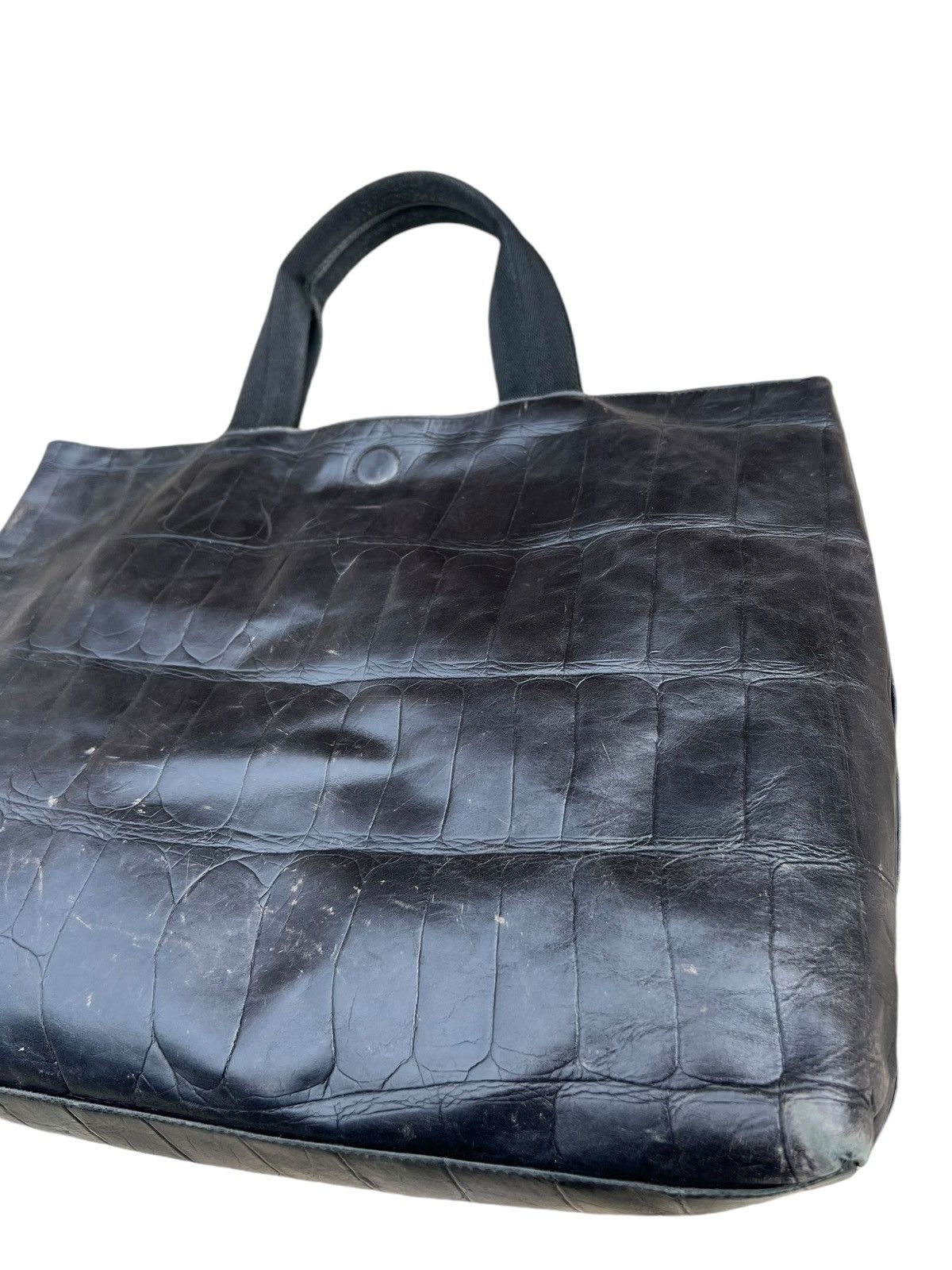 Leather Vintage PLINIO Visona Scratches Patina Croc Leather Tote Bag Size ONE SIZE - 6 Thumbnail