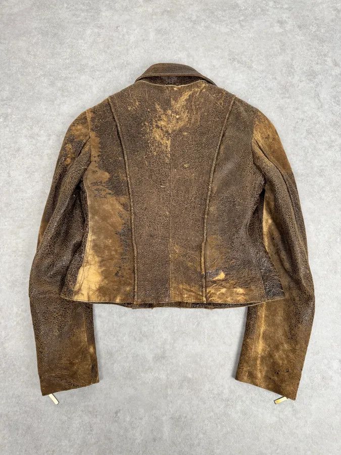 Roberto Cavalli 2000s Roberto Cavalli Raw Brown Leather Patchwork Lining Jacket Size M / US 6-8 / IT 42-44 - 5 Thumbnail