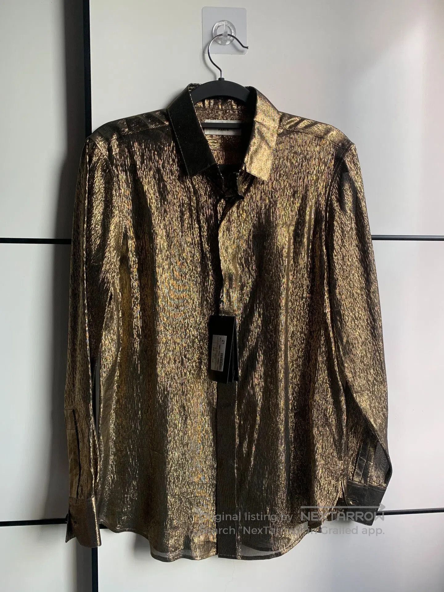 Saint Laurent Paris Saint Laurent Gold Denim Ruffle Shirt. Size S / US 4 / IT 40 - 1 Thumbnail