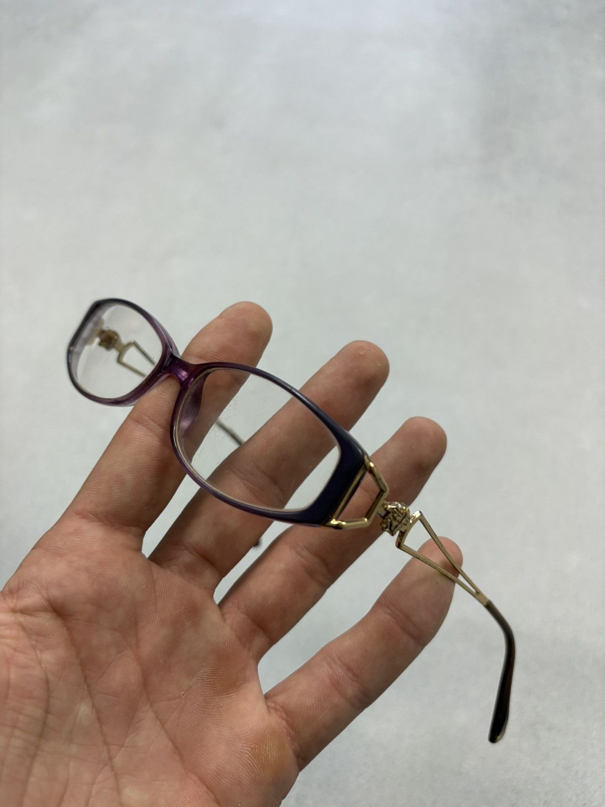Versace Archive 90s Versace Medusa Purple Rectangular Glasses Italy Size ONE SIZE - 1 Thumbnail