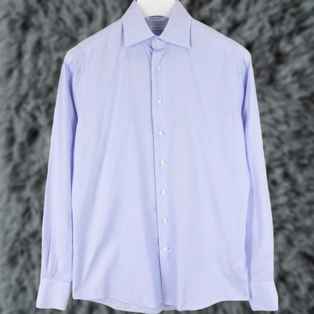 Suitsupply Suitsupply Dress Shirt Men 35 / 13 1/2 Pinstriped Spread Slim Fit Formal Shirt Blue Size 34R - 1 Thumbnail