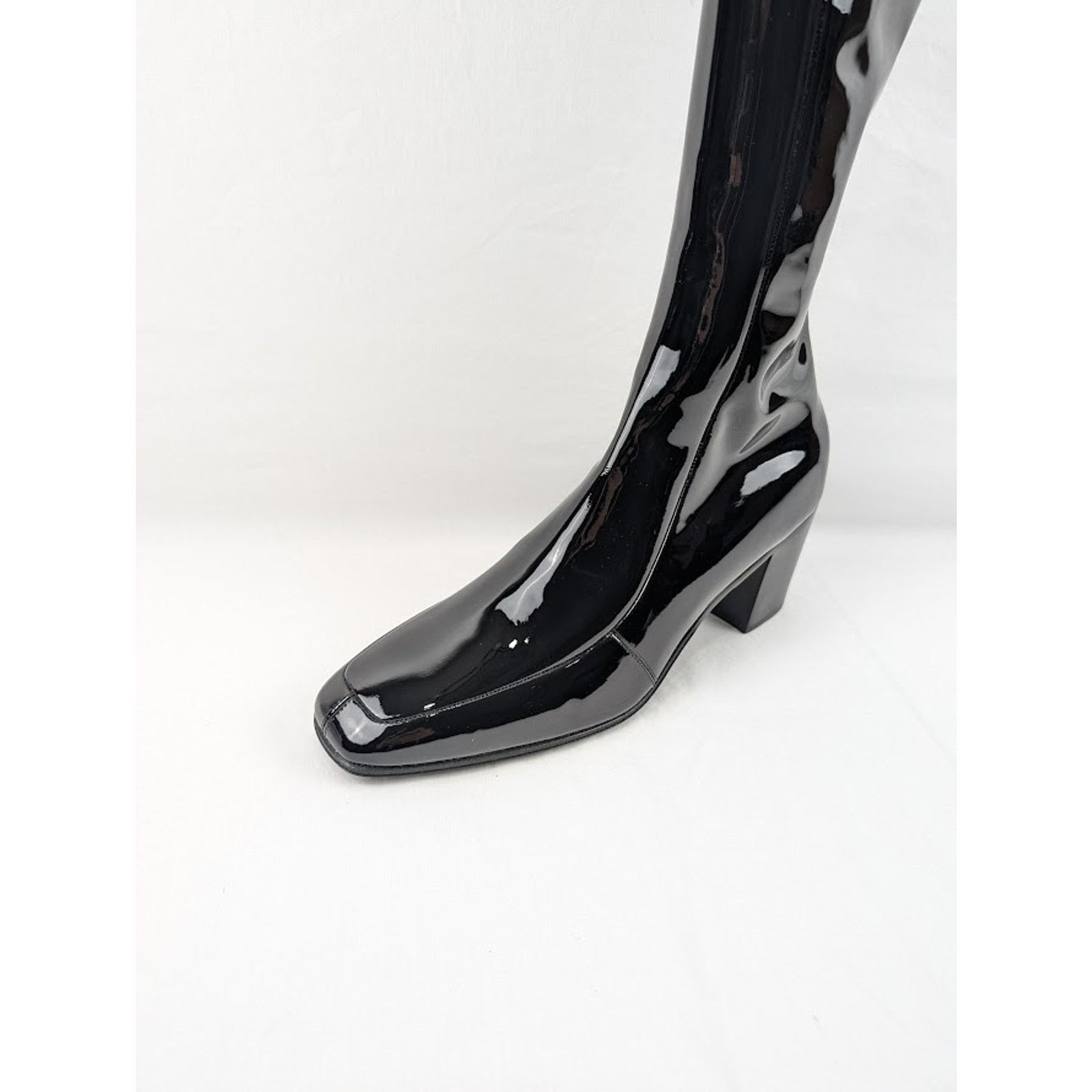 Saint Laurent Paris o1rshd1 Vernice Softy Otto 70 Zipped High Boots in Nero Size US 9.5 / EU 42-43 - 3 Thumbnail