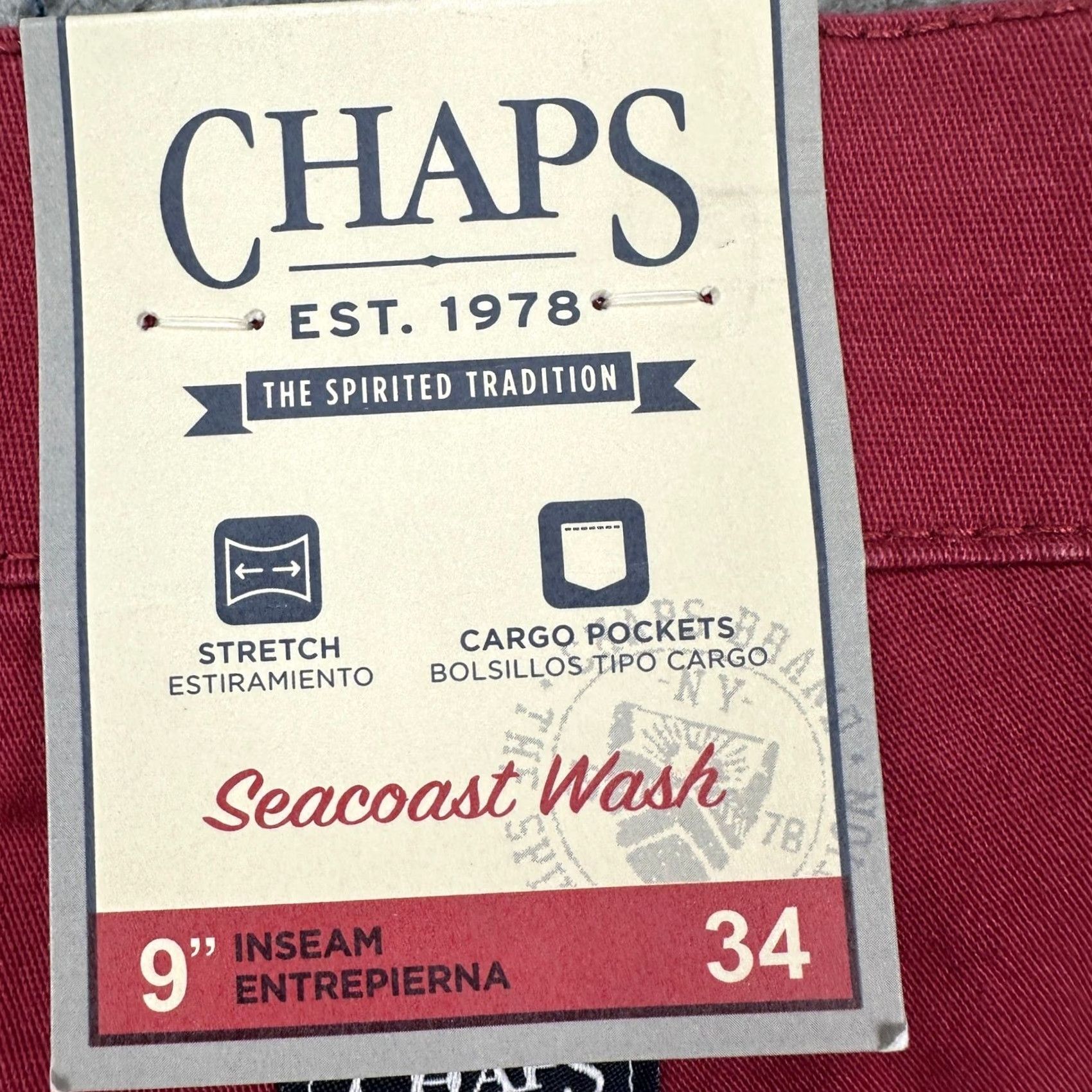Chaps Chaps Cargo Shorts Men 34 Red Relaxed Flat Front Pockets Button Casual Summer Outdoor Size US 36 / EU 52 - 2 Thumbnail