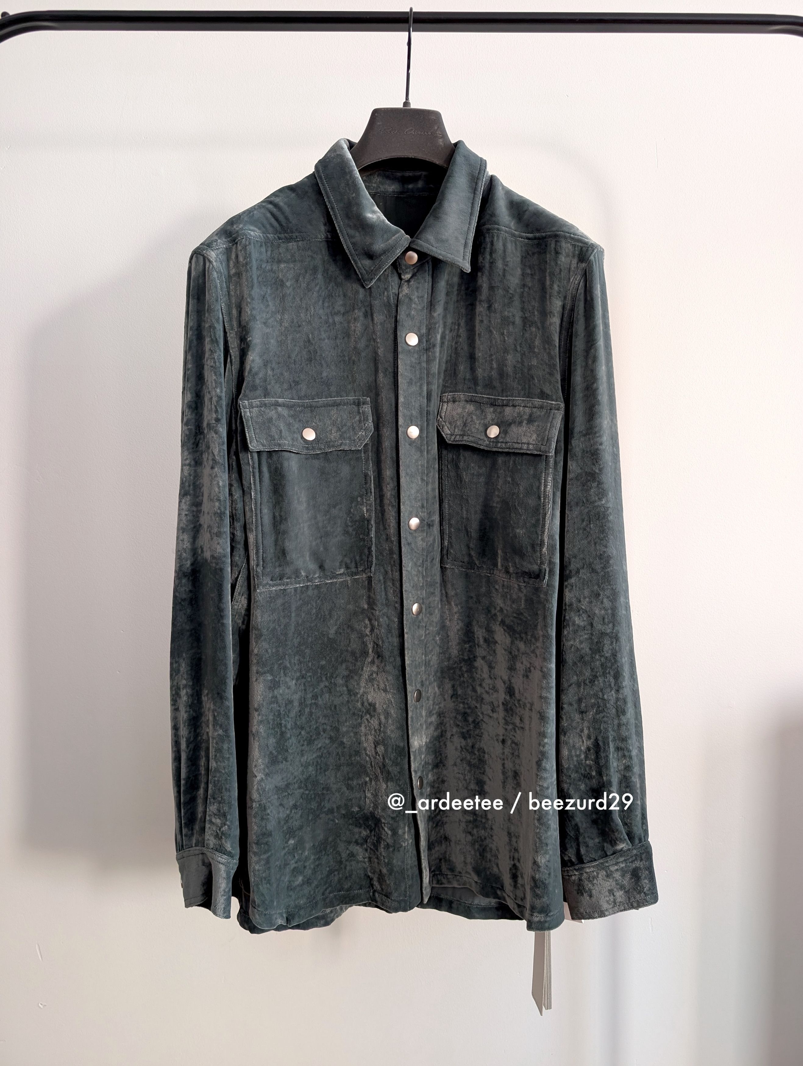 Rick Owens *NEW* VELVET TEAL OUTERSHIRT JACKET FW22 Size US S / EU 44-46 / 1 - 1 Thumbnail