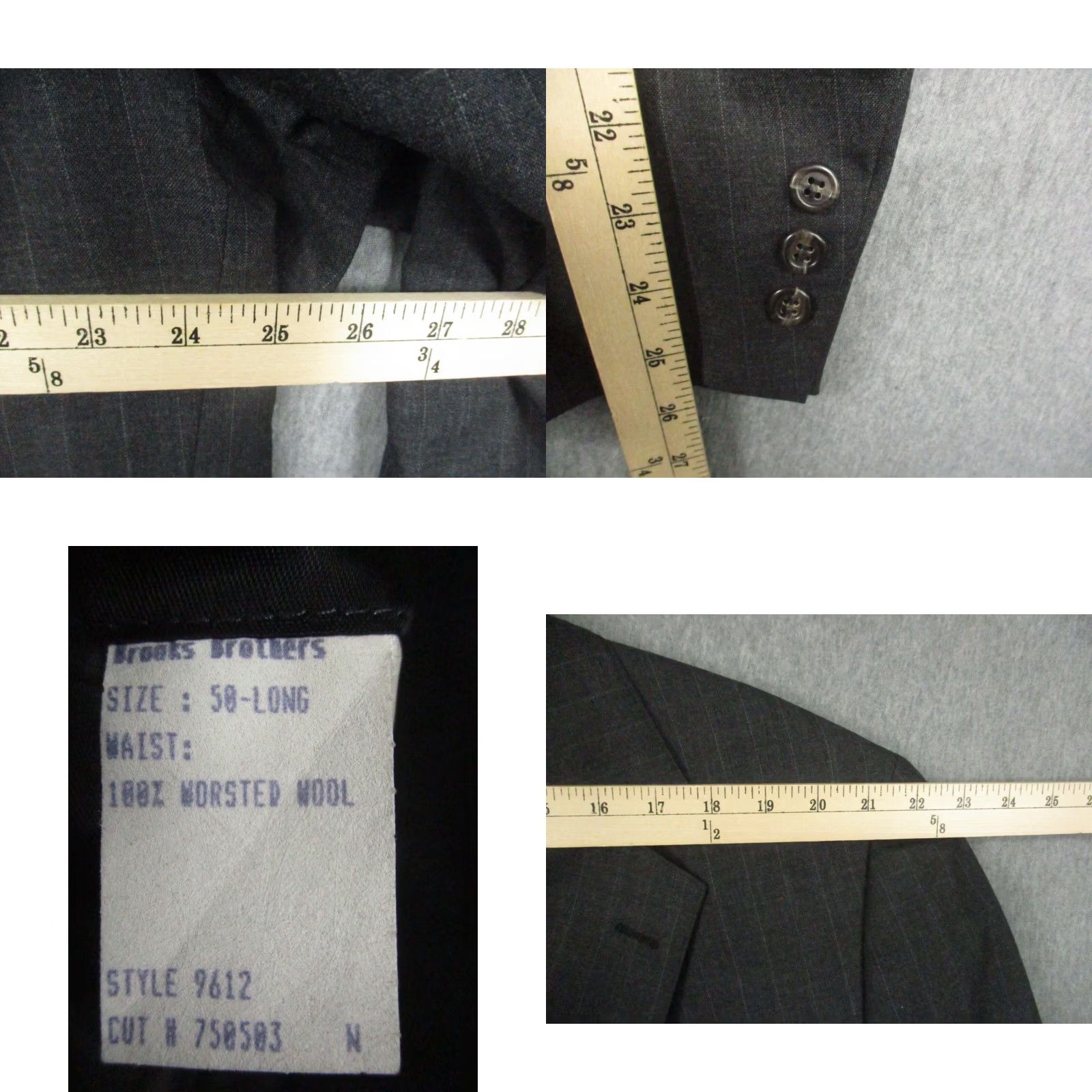 Brooks Brothers VINTAGE Brooks Brothers Blazer Jacket Men Wool Gray Pinstripe 50 Single-Breasted Two-Button Notch Lapel Regular Size Brooks Brothers Blazer Size 50R - 8 Thumbnail