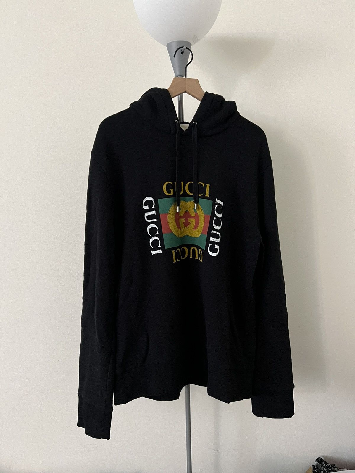 image of Gucci Logo Hoodie in Black, Men's (Size XL)